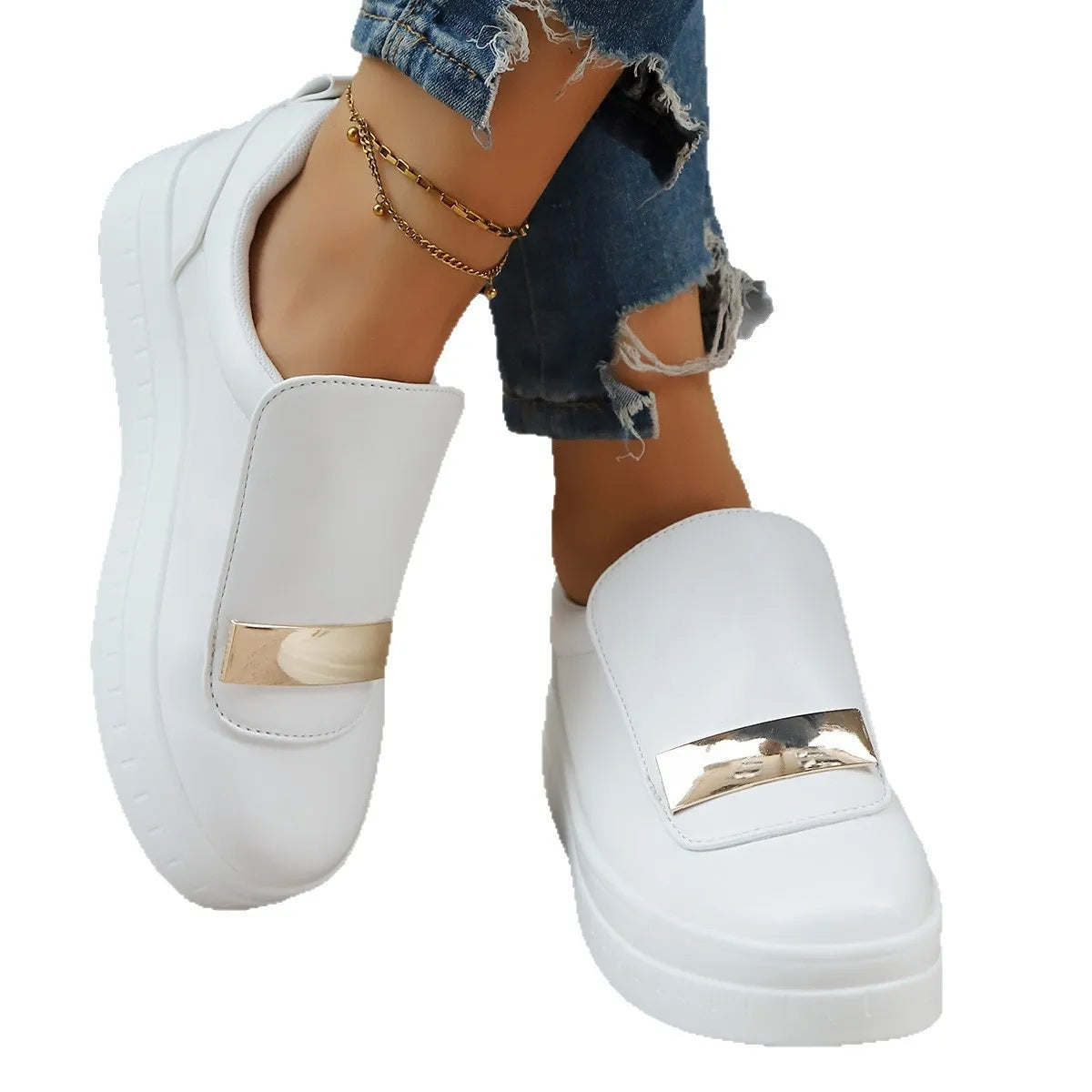 Round Toe Platform Loafers, view 3