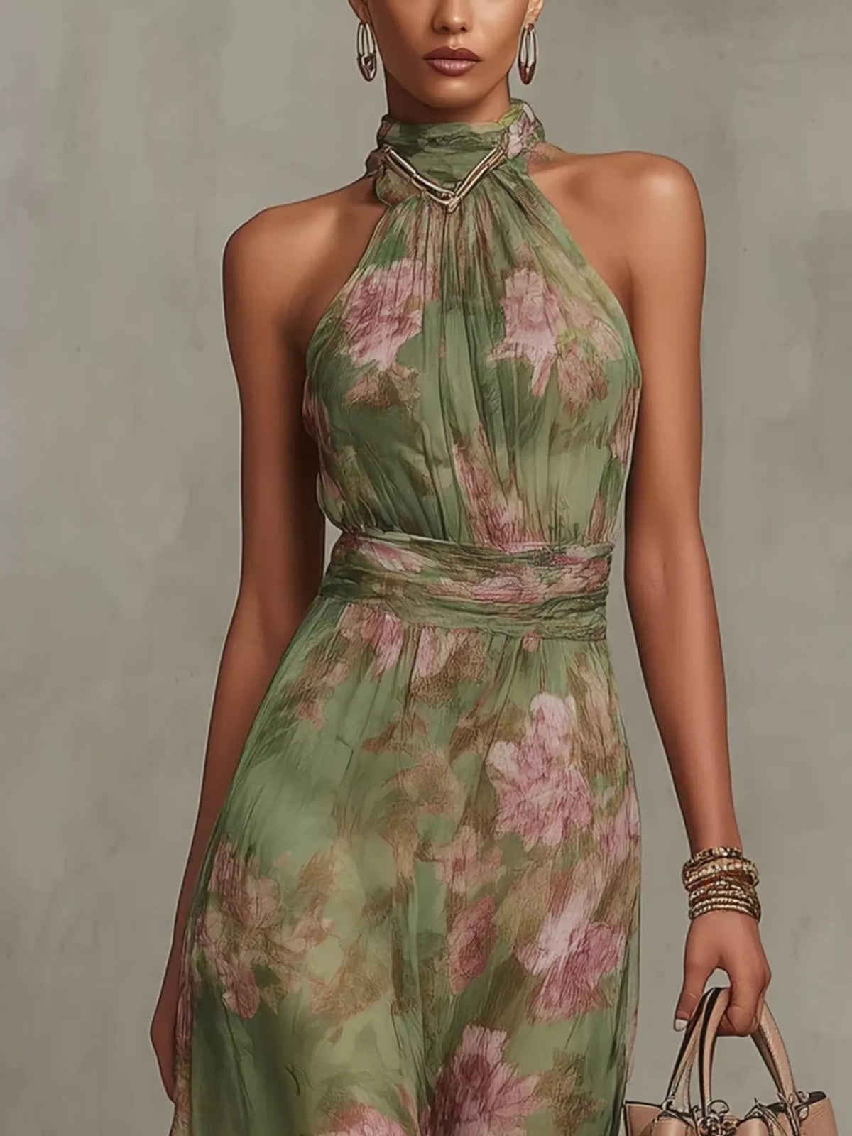 Floral Print Sleeveless Maxi Dress