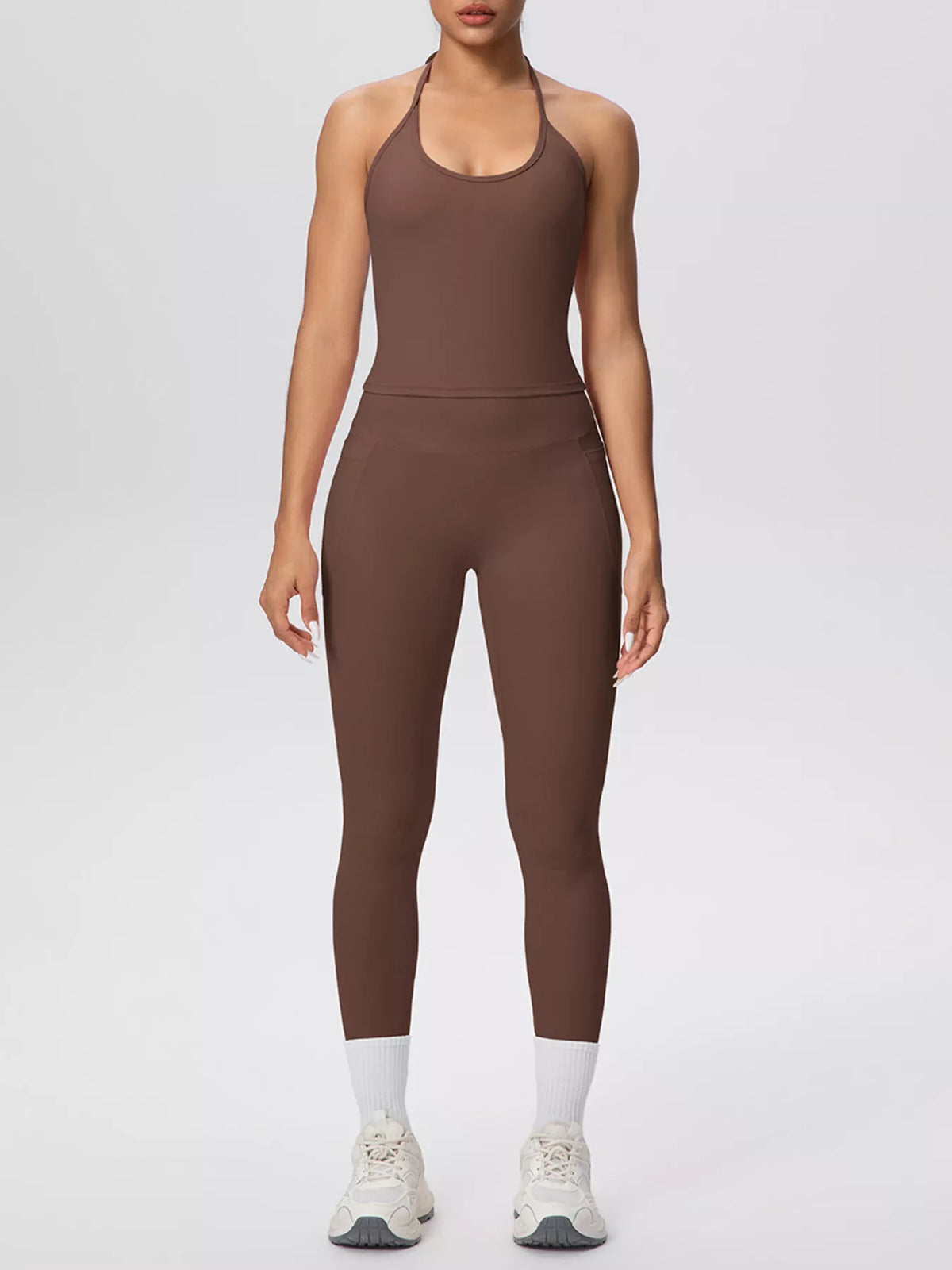 Halter Neck Cami and High-Waisted Leggings Active Set - Lilixa.store