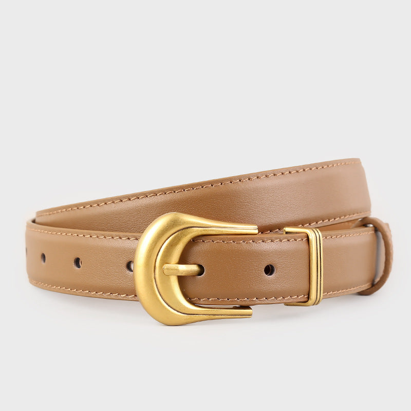 Classic Leather Belt with Golden Buckle - Lilixa.store