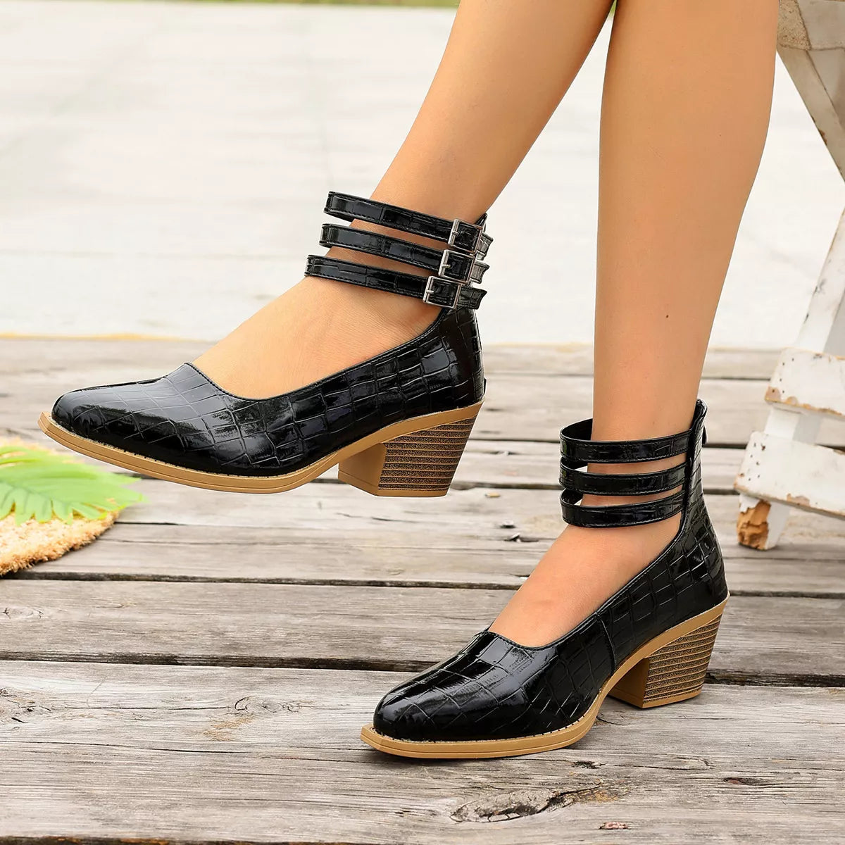 Point Toe Block Heels Pumps - Lilixa.store