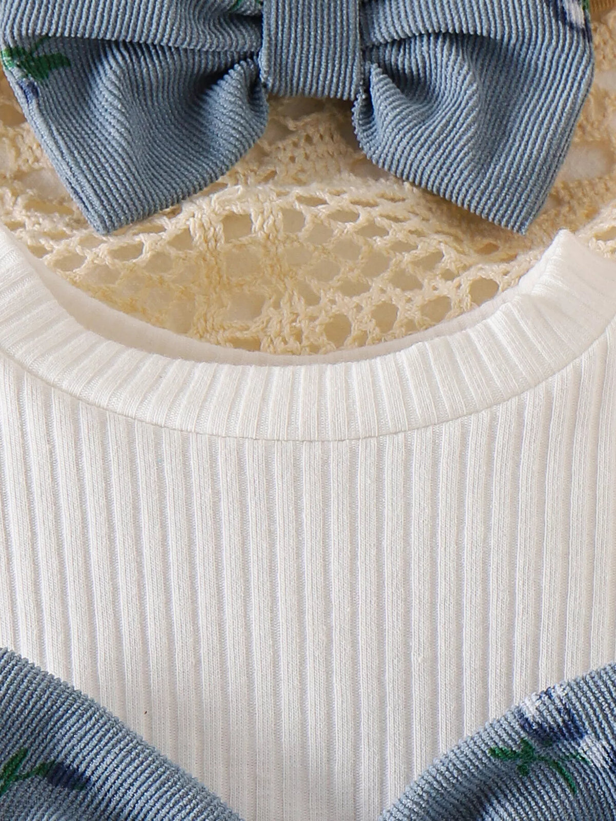 Children's Bow Ribbed Knit Dress & Headband & Socks Set - Lilixa.store