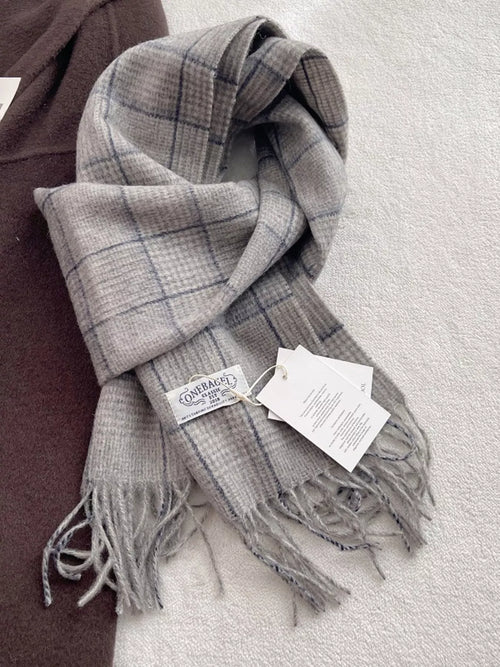 100% Wool Plaid Fringe Scarf - Lilixa.store