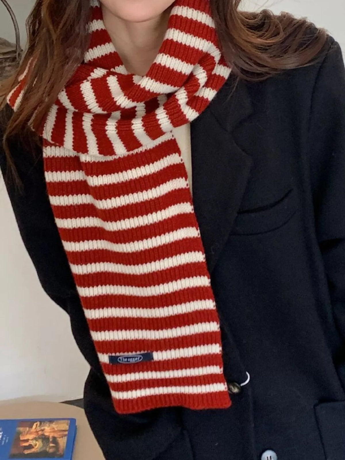 100% Wool Striped Knitted Winter Scarf - Lilixa.store