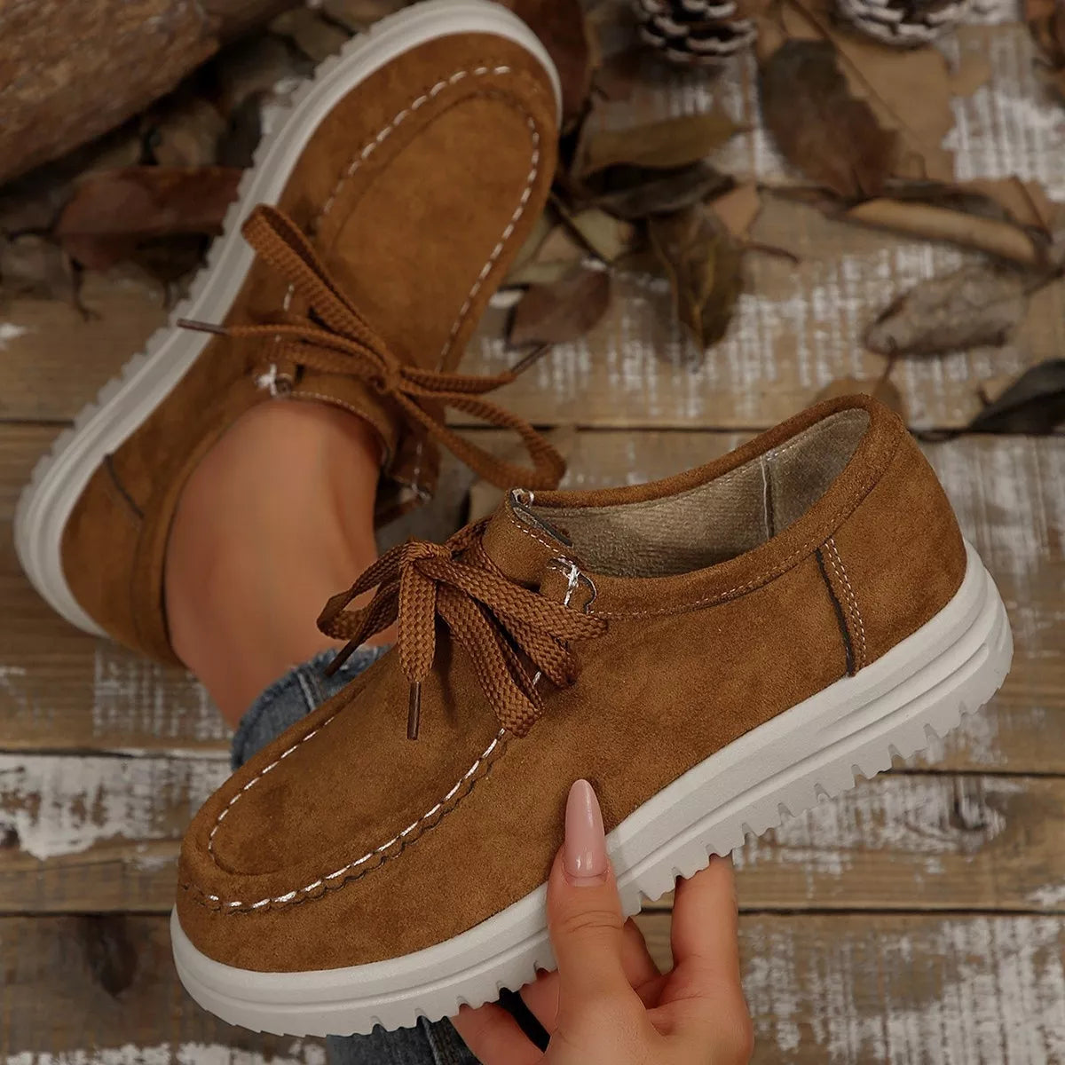 Lace-Up Round Toe Loafers, view 4
