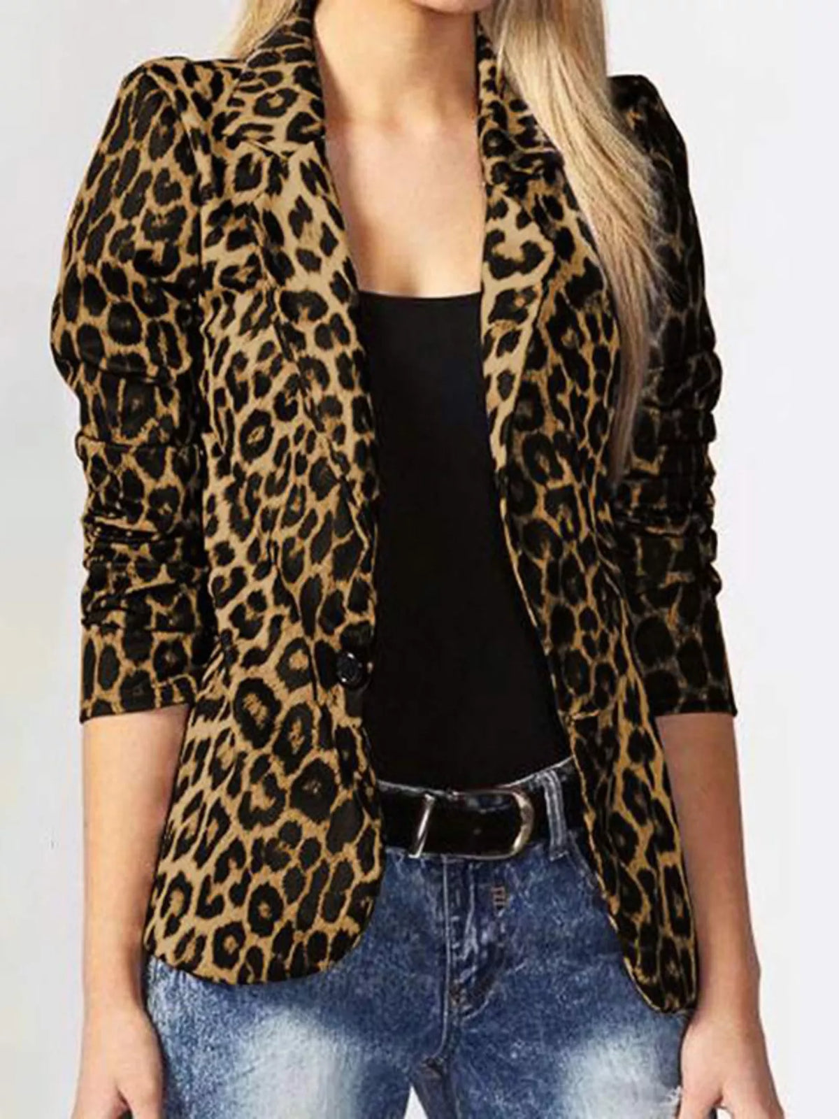 Leopard Print One Button Blazer - Lilixa.store