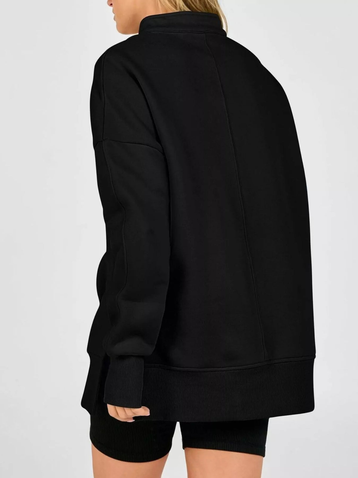 Quarter-Zip Dropped Shoulder Sweatshirt - Lilixa.store
