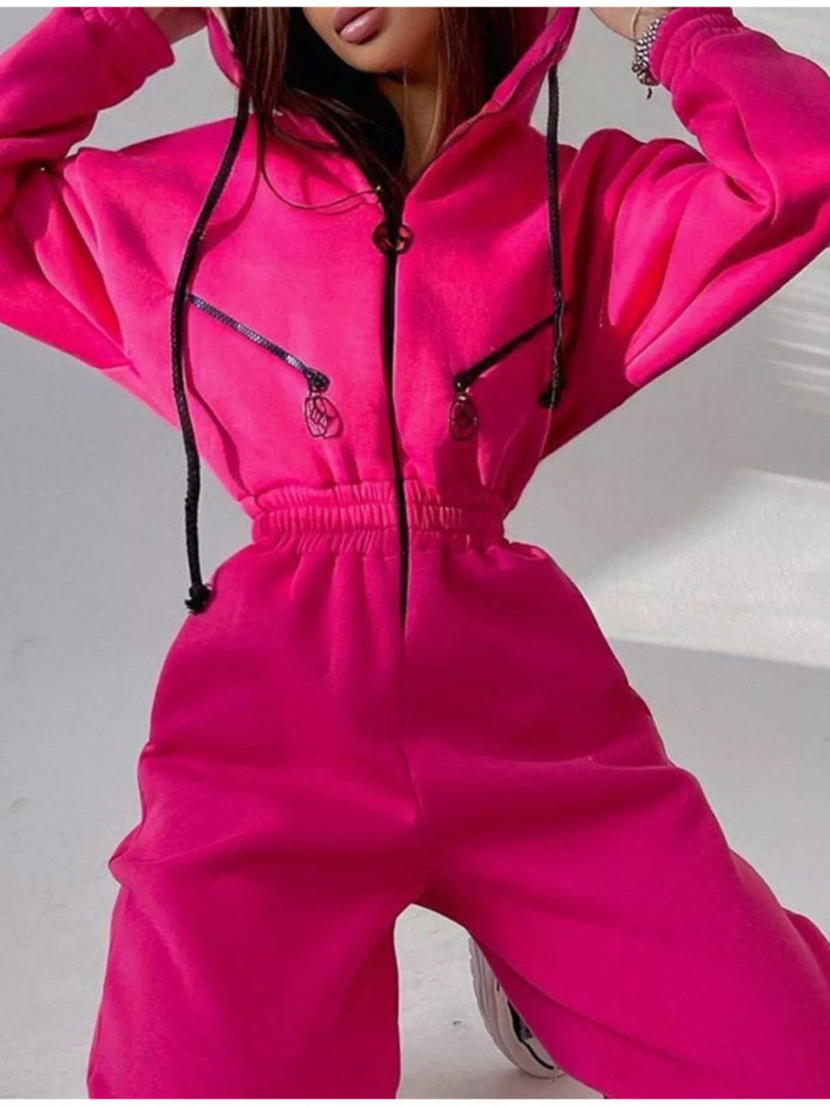 Hooded Zip-Up Long Sleeve Jumpsuit - Lilixa.store