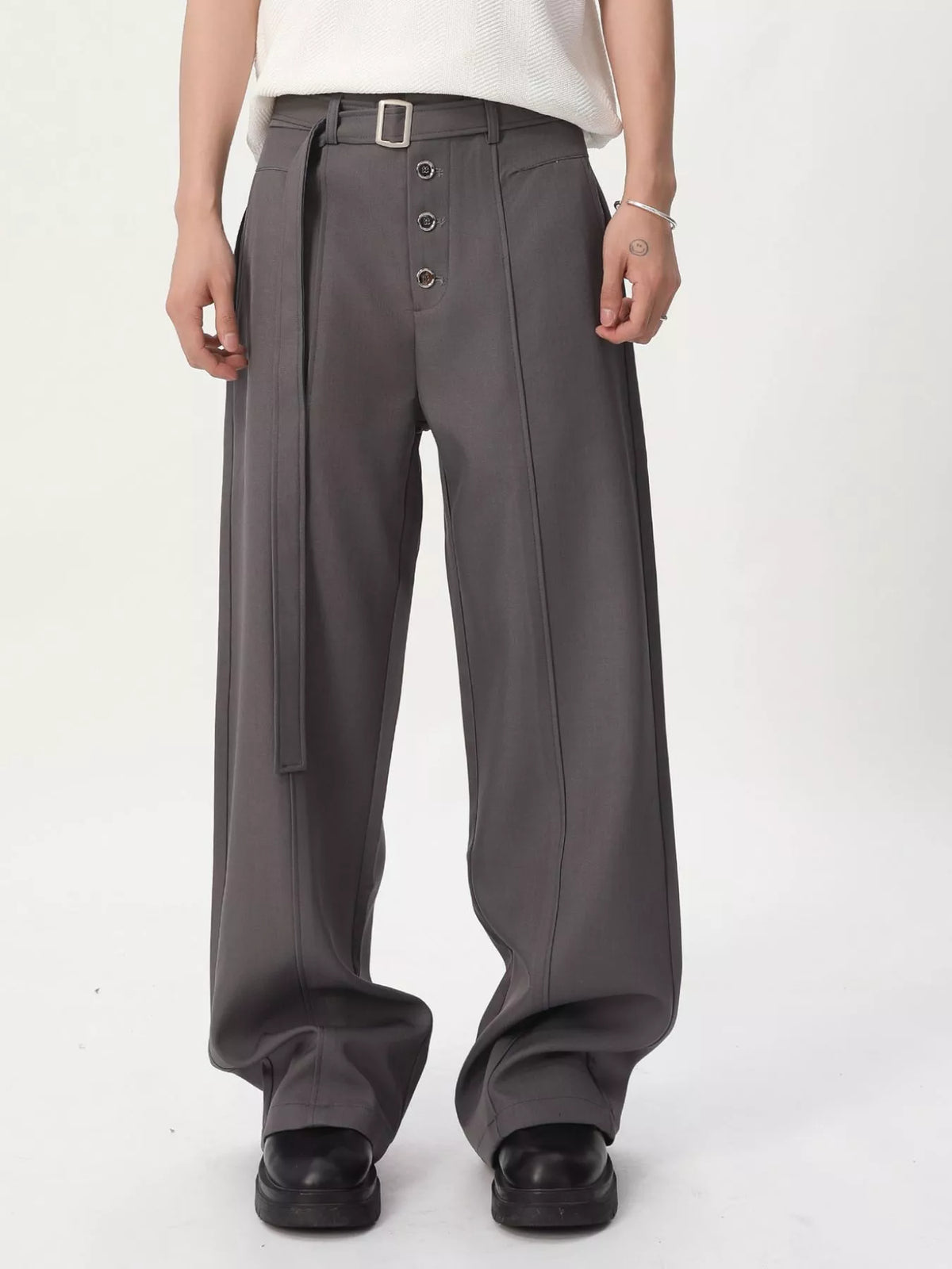 Men's High-Waisted Wide-Leg Pants