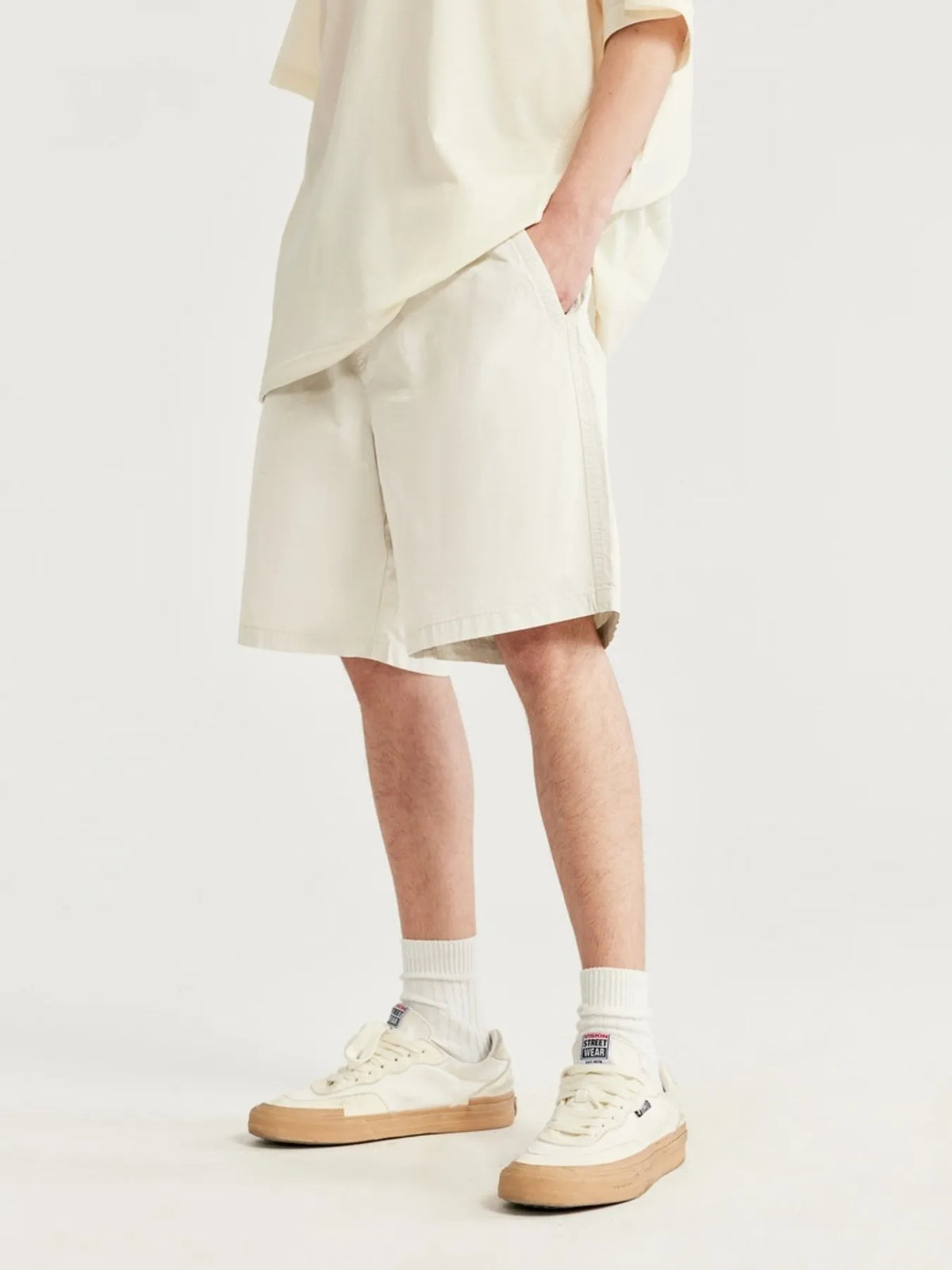 Men's Drawstring Lightweight Shorts in Ivory