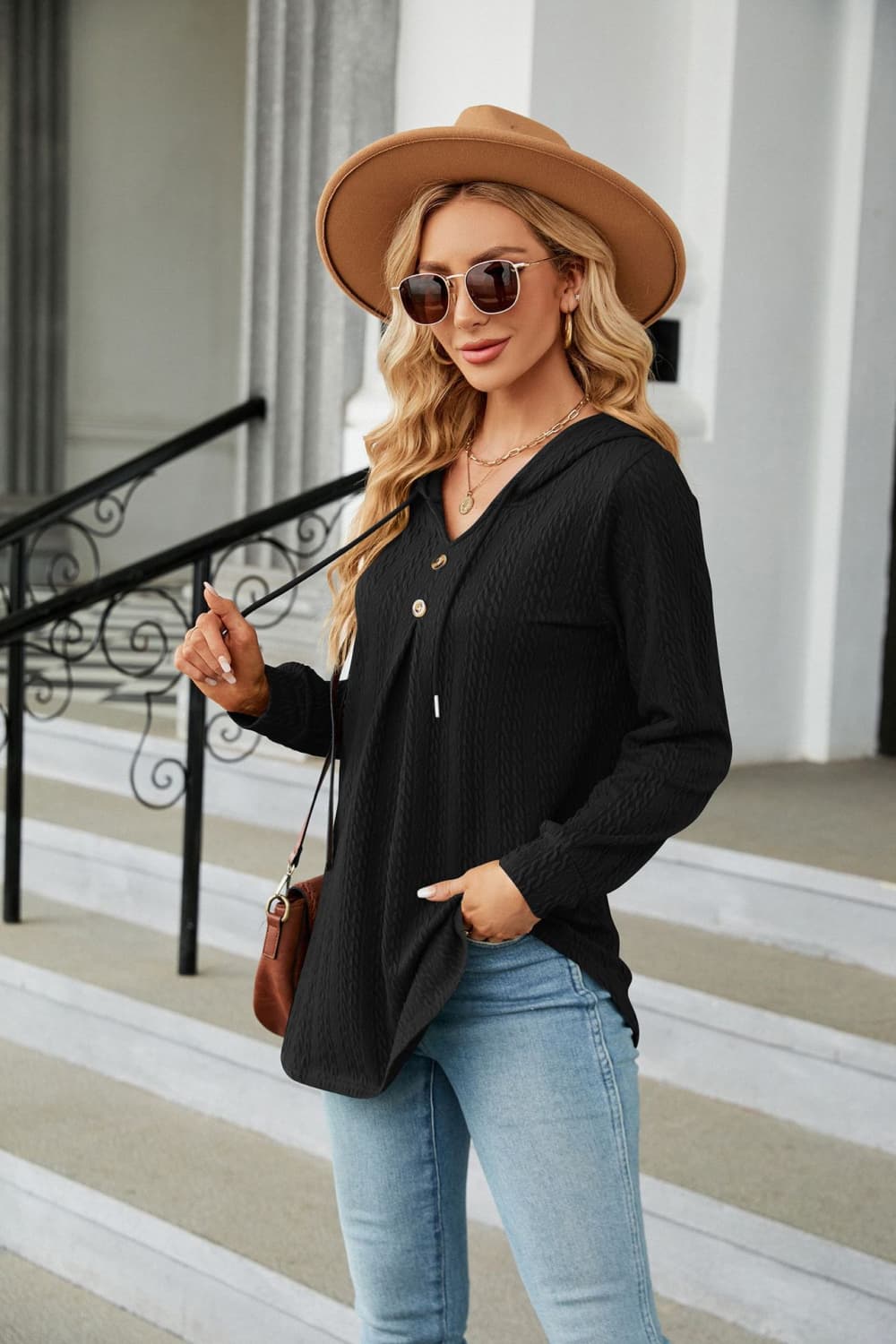 Long Sleeve Hooded Blouse, view 17