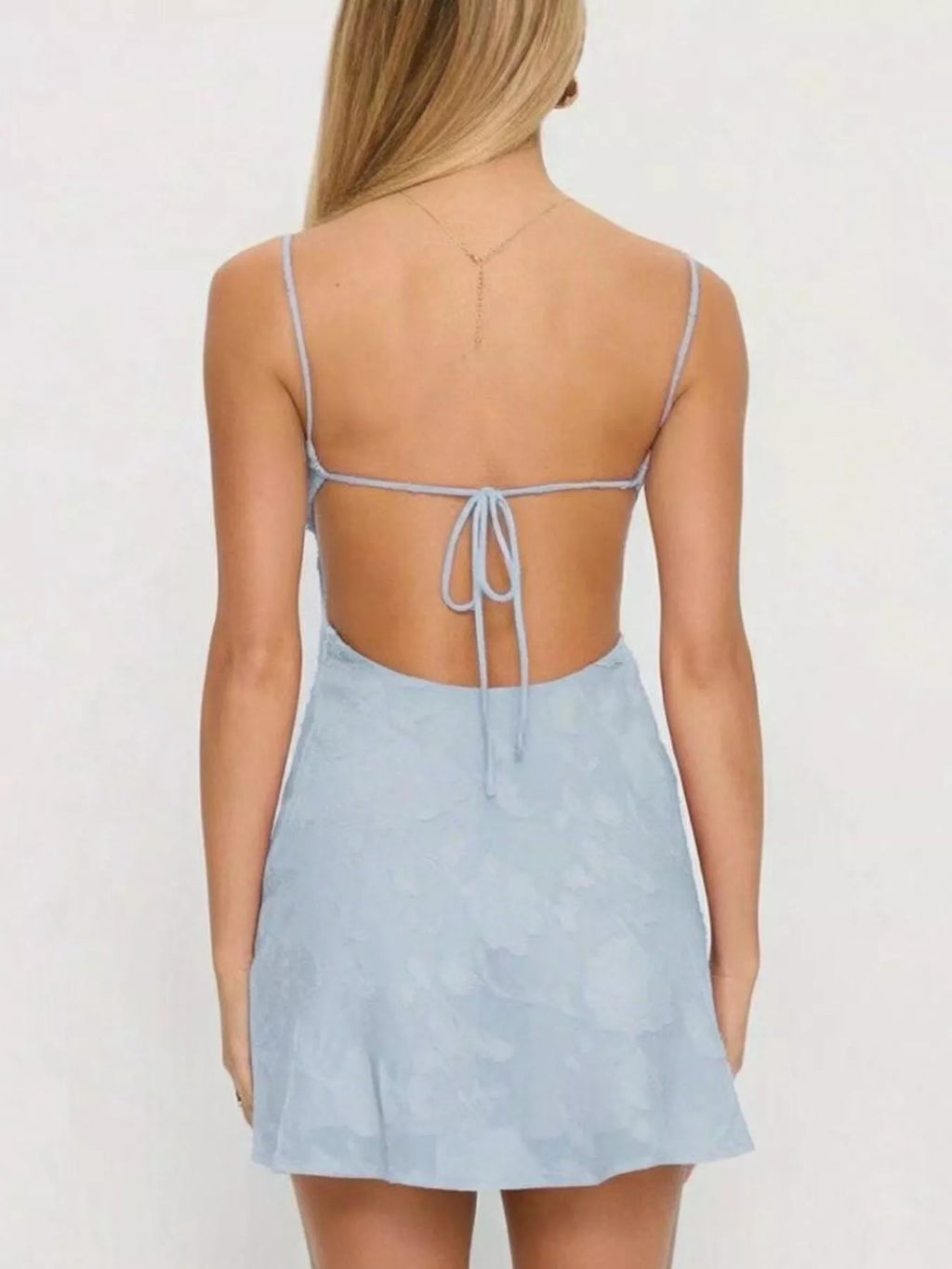 Backless Spaghetti Strap Mini Dress - Lilixa.store