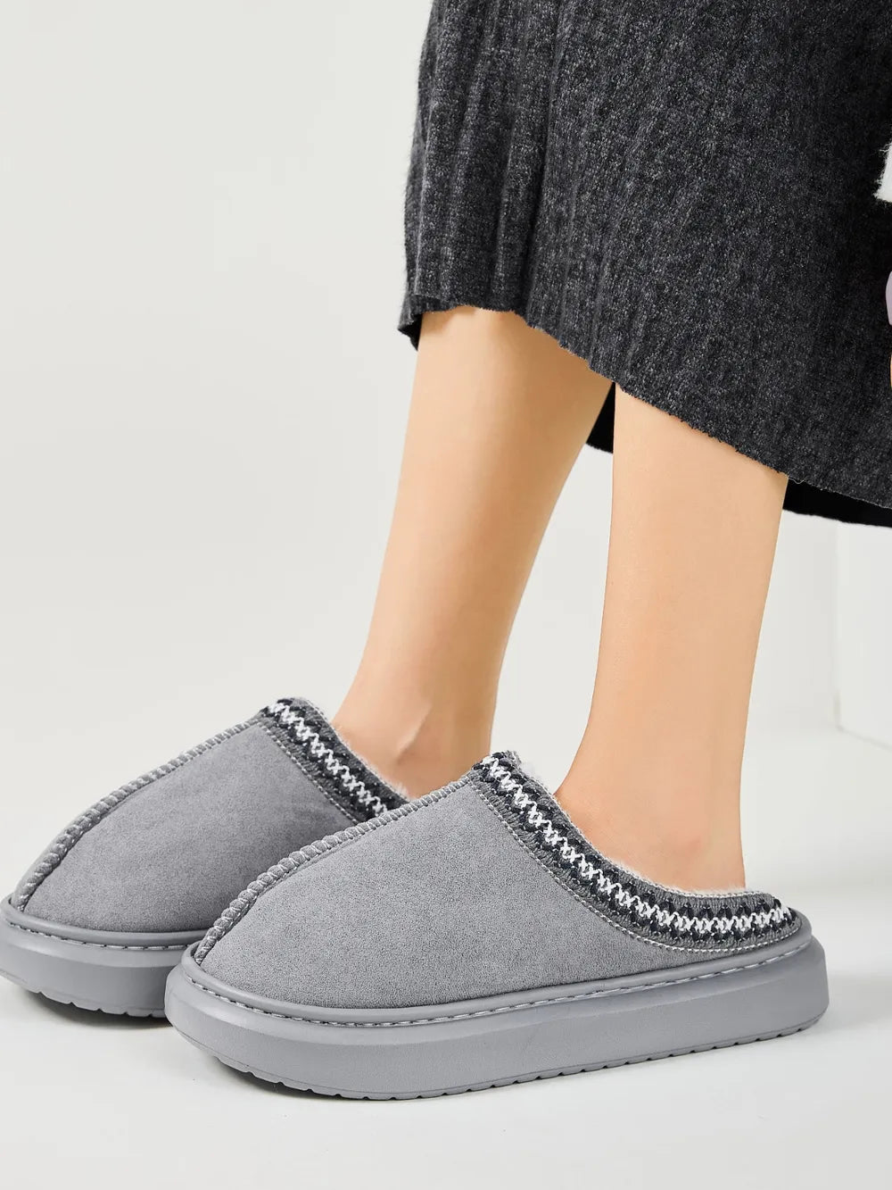 Faux Fur Suede Platform Slippers - Lilixa.store