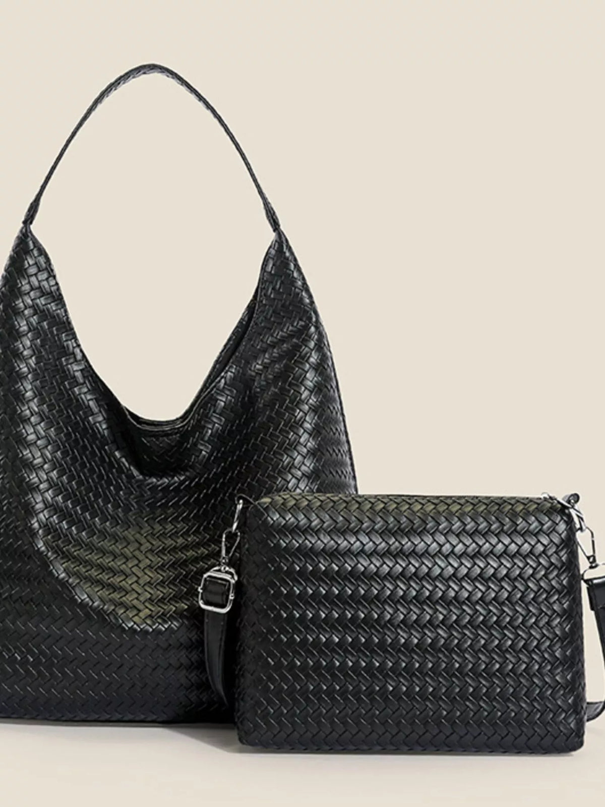Woven Texture Shoulder Bag and Wristlet Set