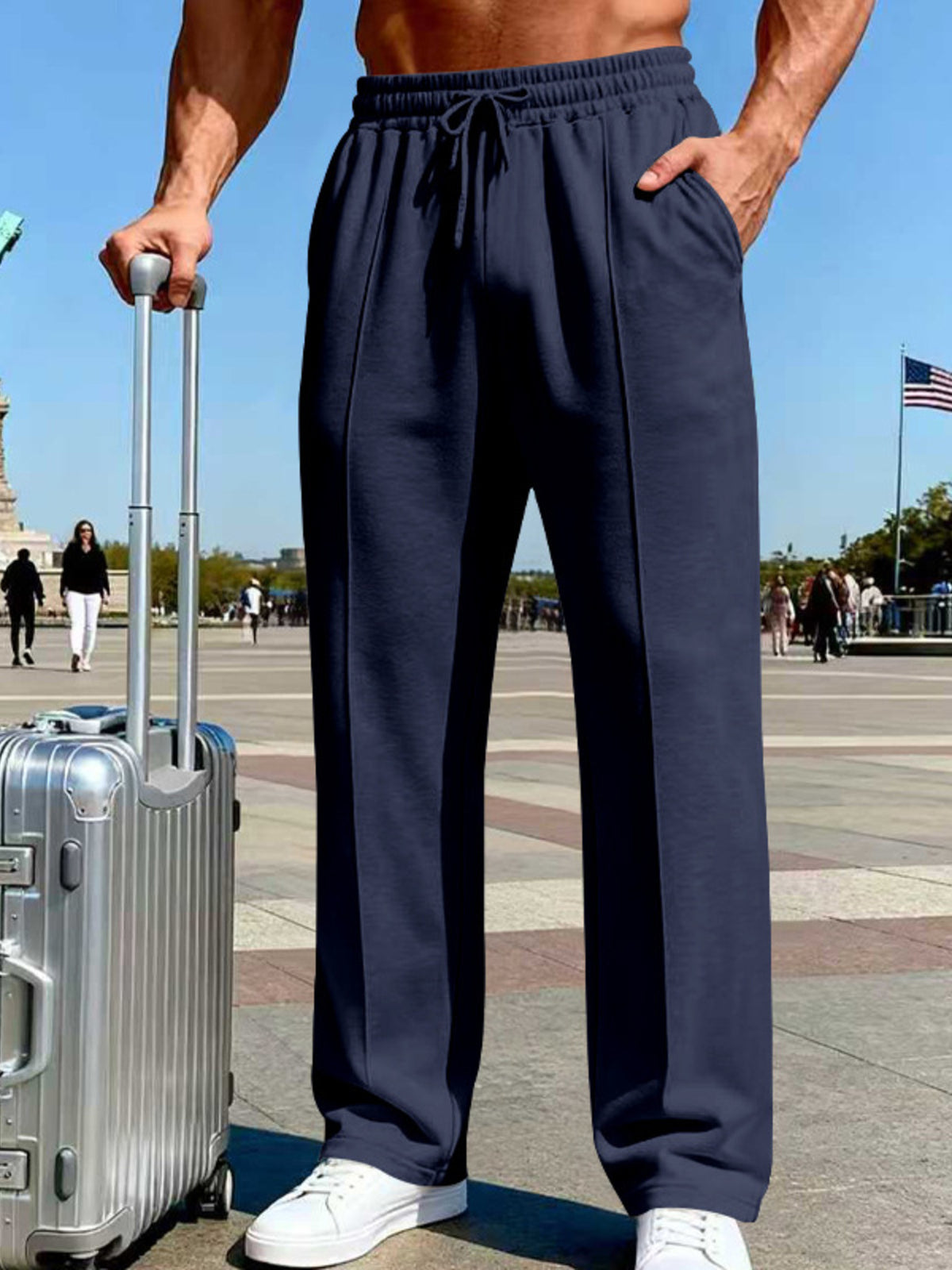 Men's Full Size Drawstring Wide Leg Pants Plus Size