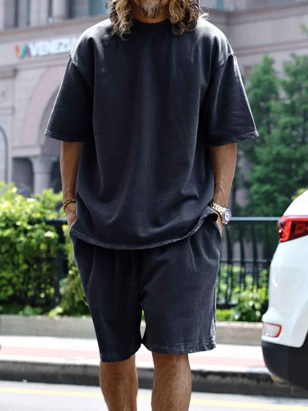 Men's Full Size Relaxed Fit T-Shirt & Shorts Set Plus Size - Lilixa.store