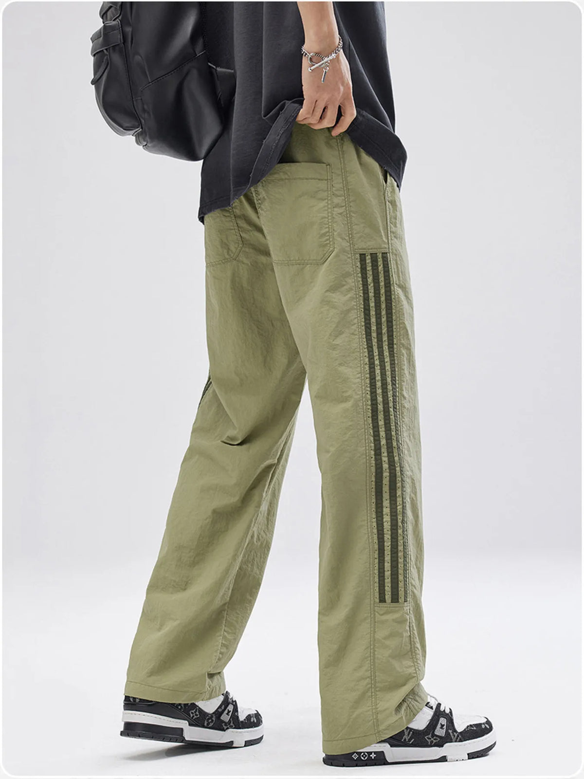 Men's Full Size Striped Wide Leg Pants Plus Size, view 5