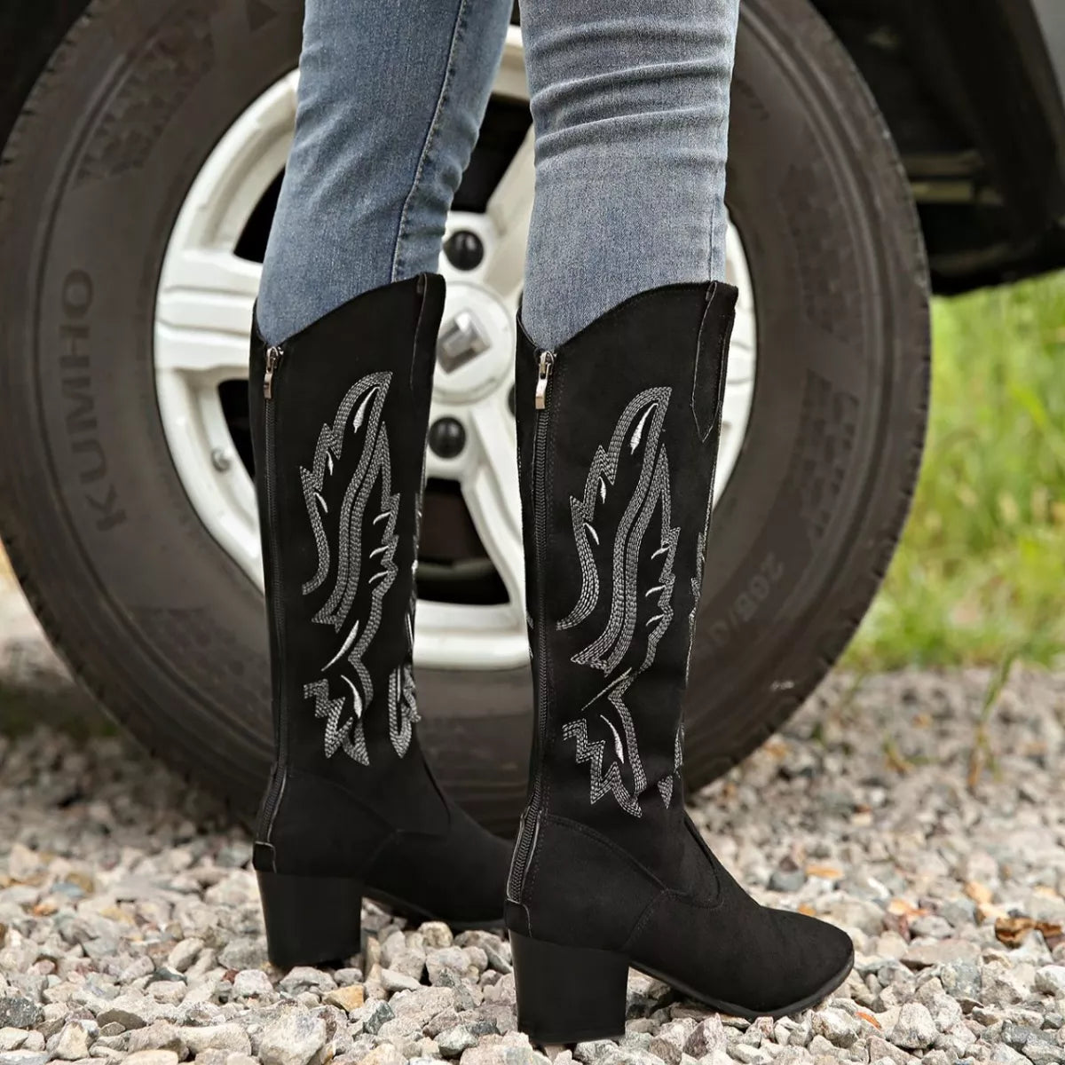 Point Toe Block Heels Boots - Lilixa.store