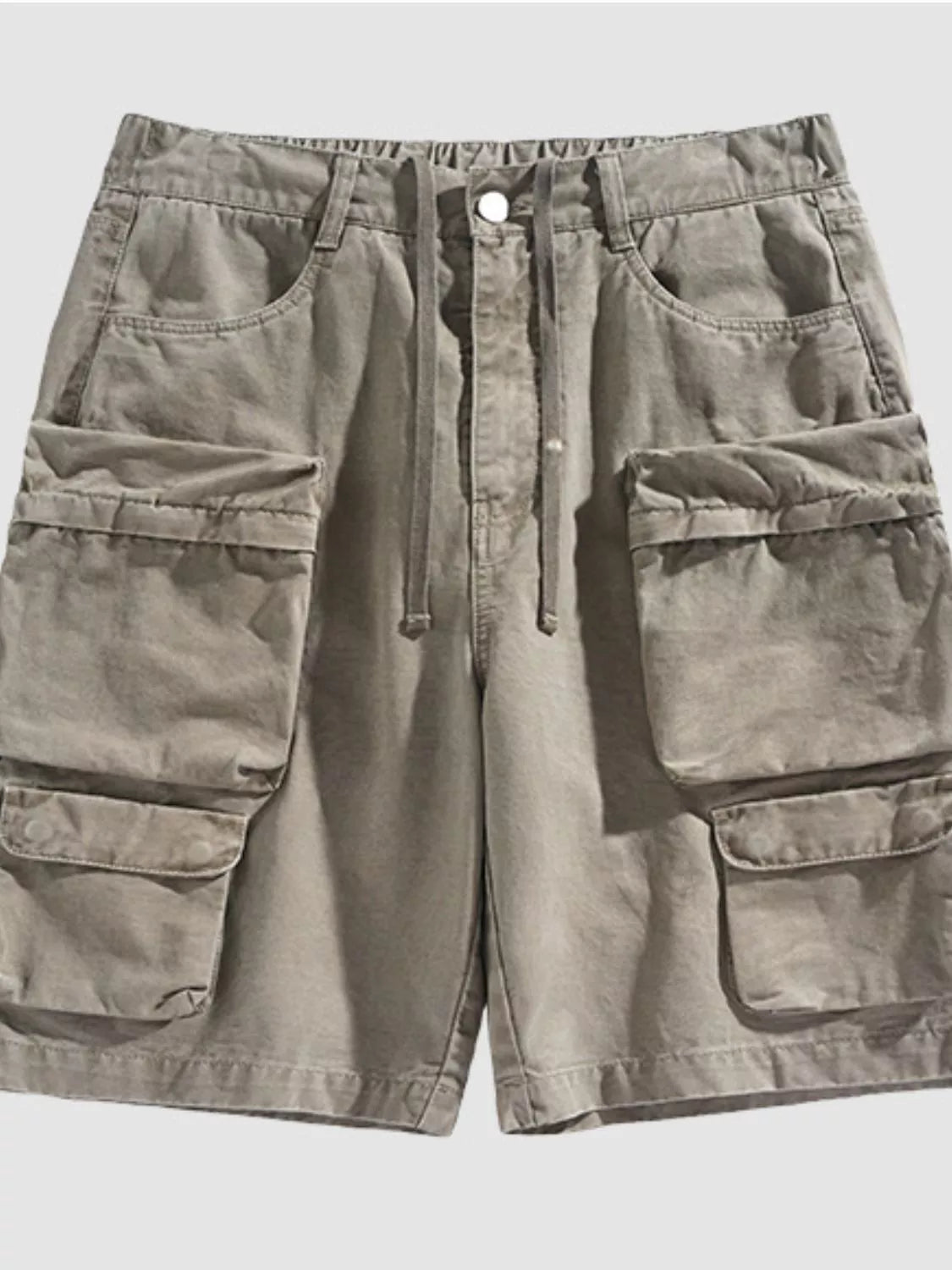 Men's Vintage Washed Multi-Pocket Cargo Shorts in Khaki
