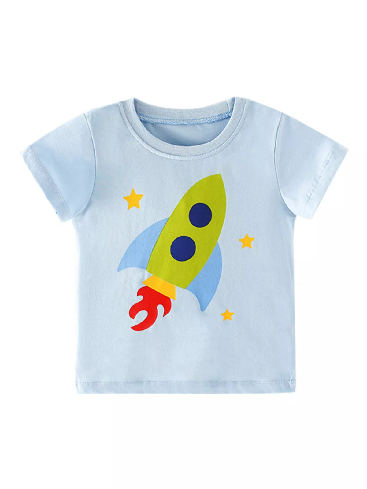 Children's Rocket Graphic Round Neck T-Shirt - Lilixa.store