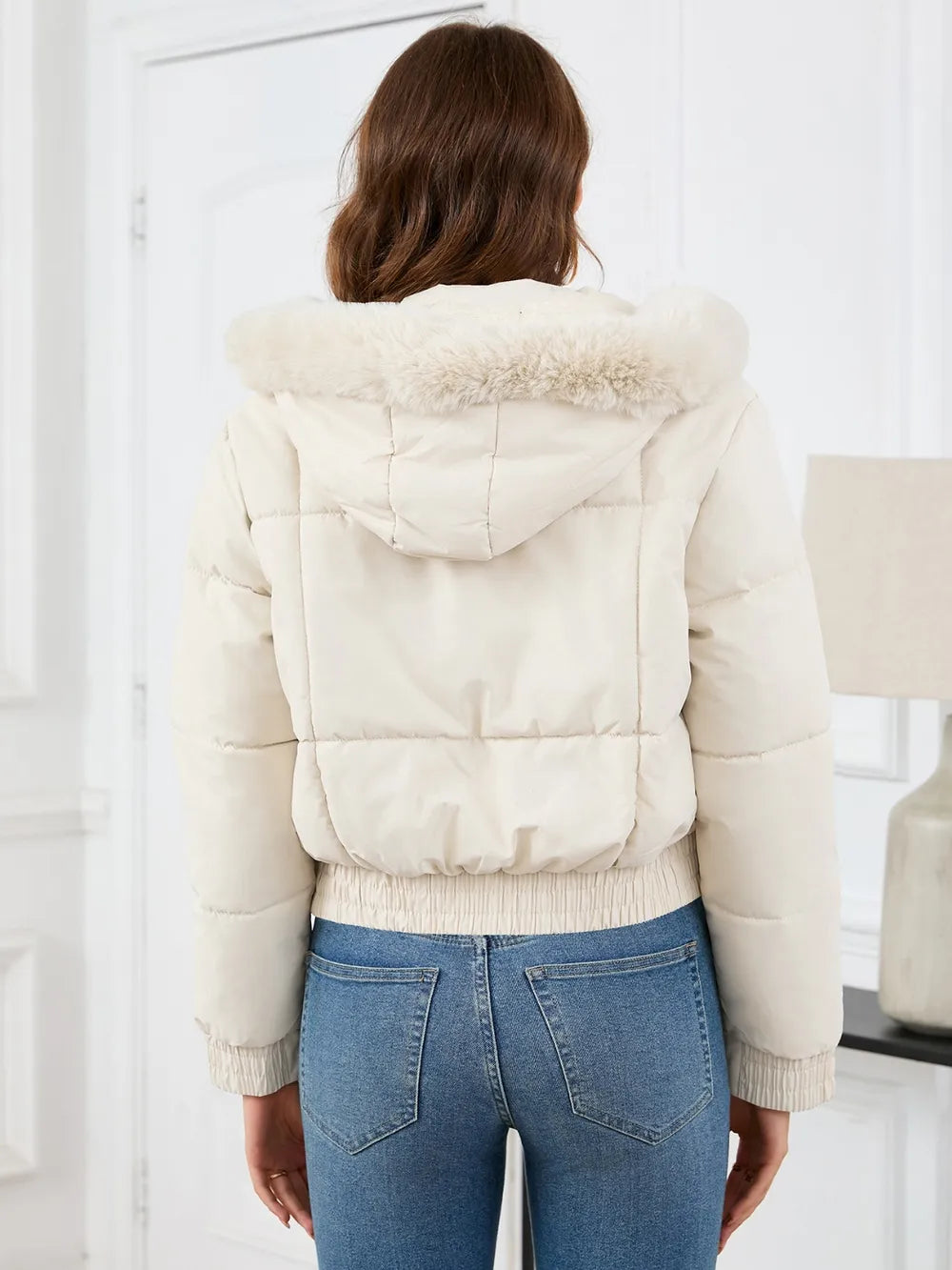 Pocketed Long Sleeve Cropped Hooded Winter Coat - Lilixa.store