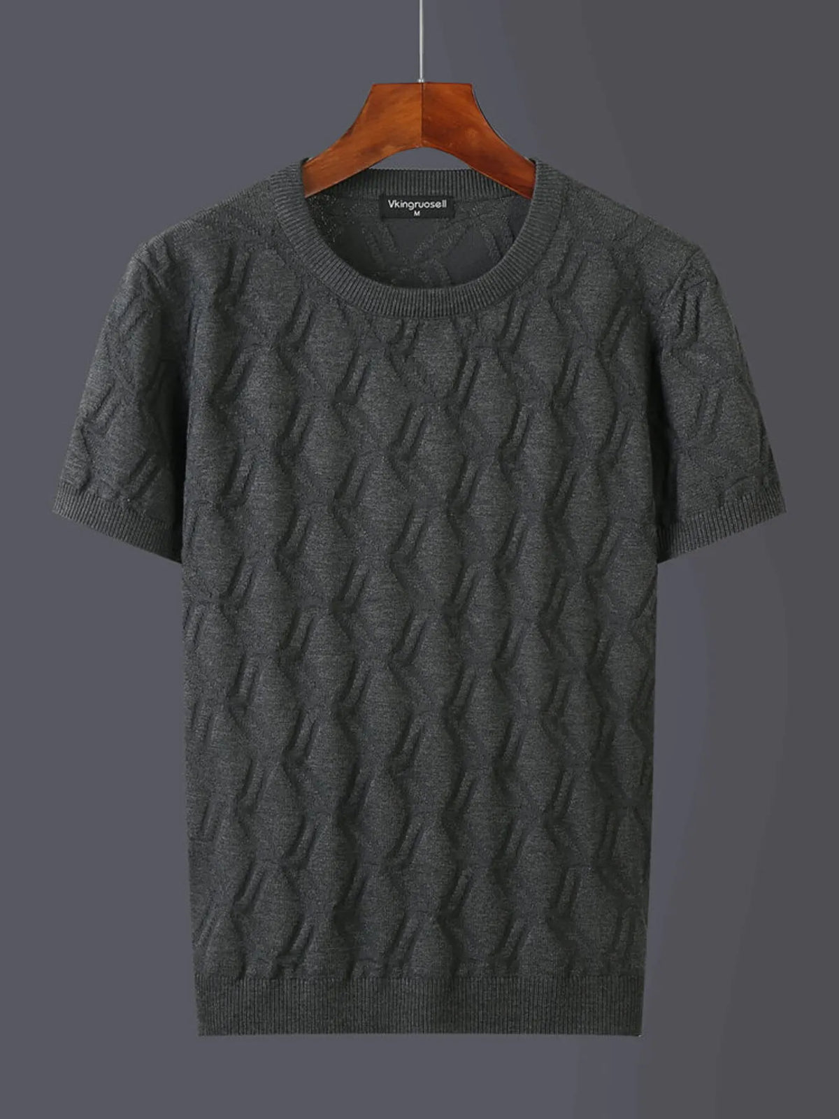 Men's Plus Size Textured Round Neck Short Sleeve Knit Top