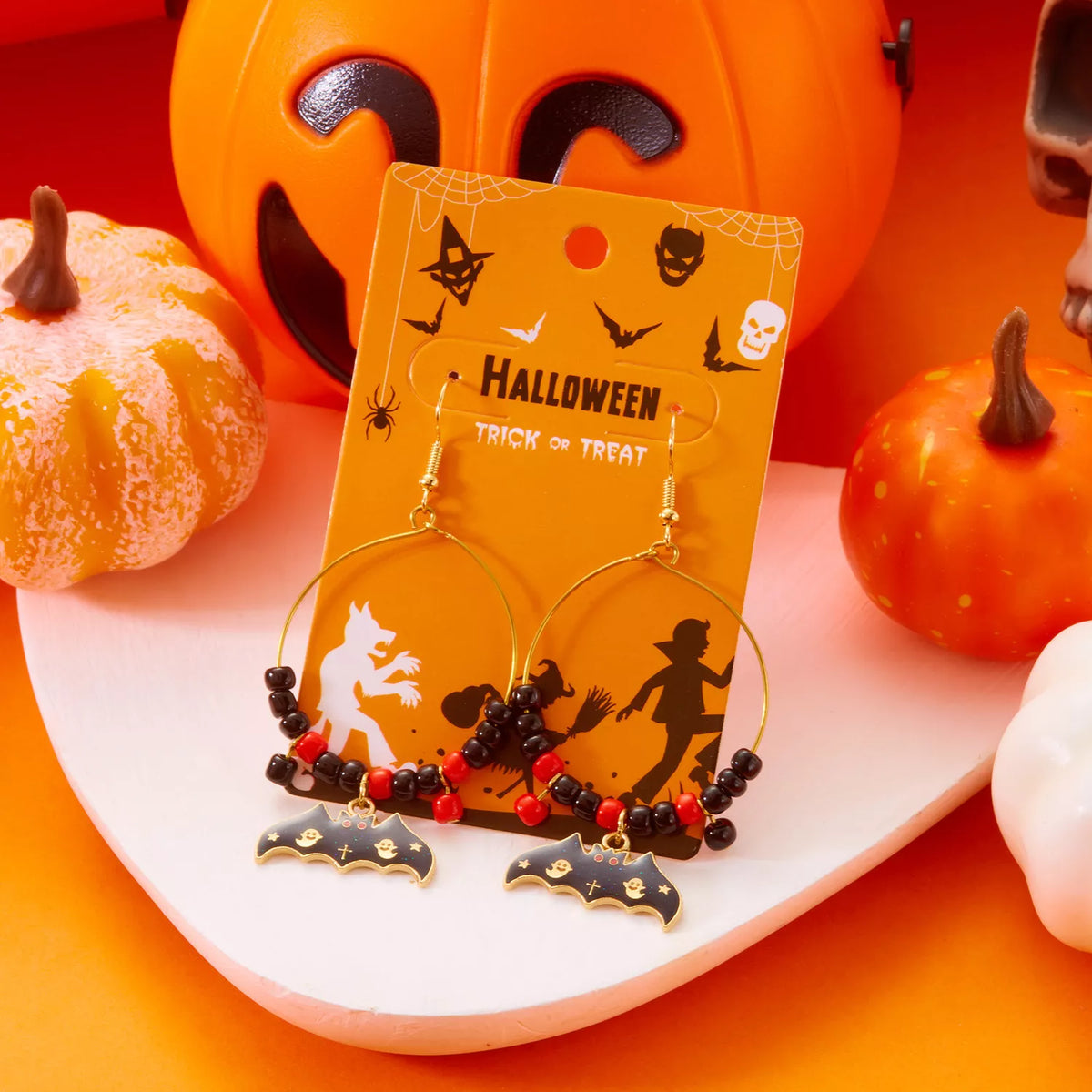 Halloween Bat Charm Hoop Earrings - Lilixa.store