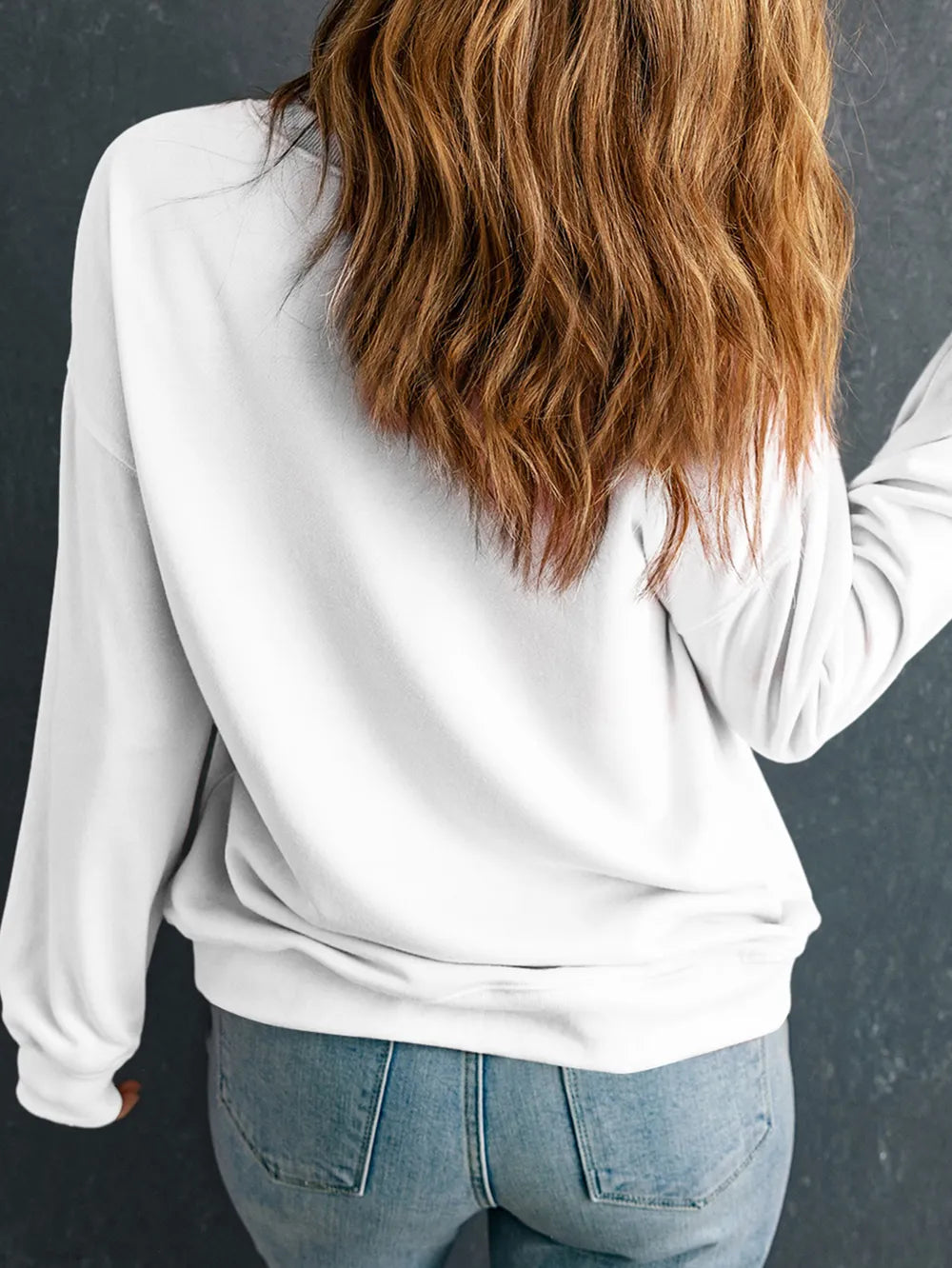 I'M BACK Round Neck Dropped Shoulder Sweatshirt - Lilixa.store