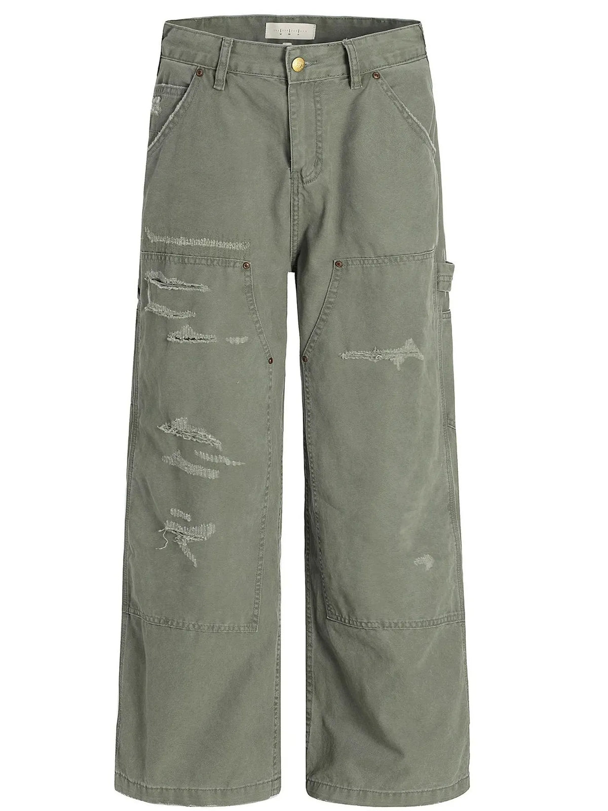 Men's Distressed Wide-Leg Carpenter Pants in Sage