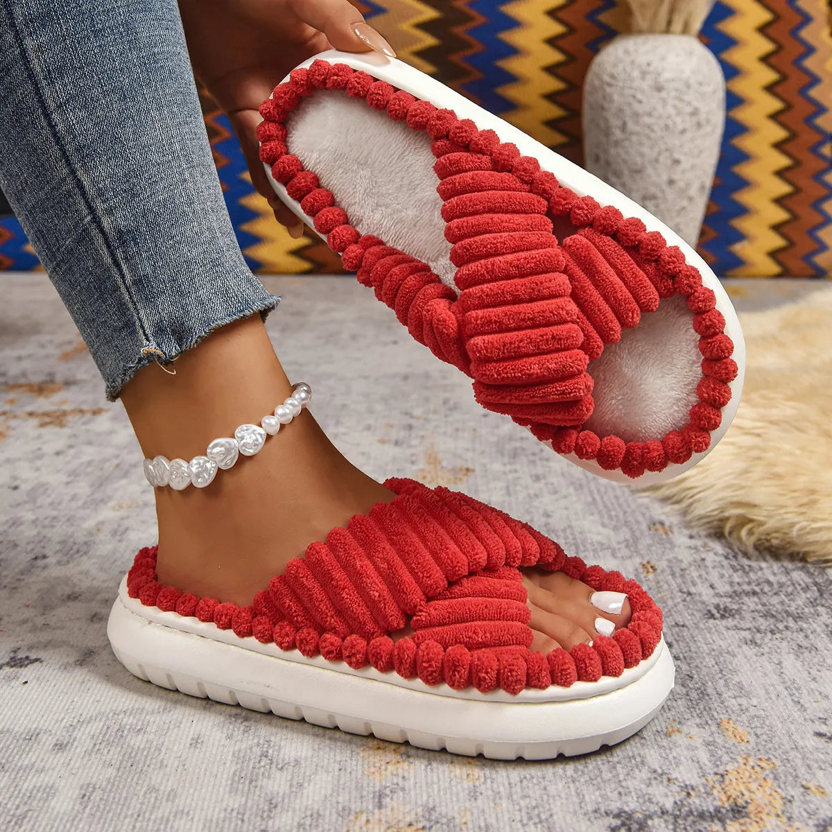 Crisscross Open Toe Platform Slippers - Lilixa.store