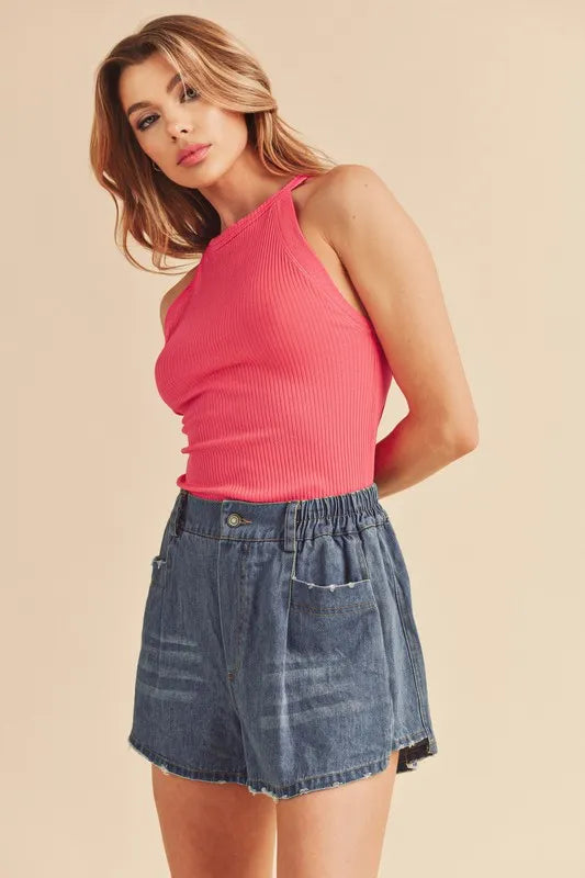 Aemi + Co Ribbed Round Neck Tank - Lilixa.store