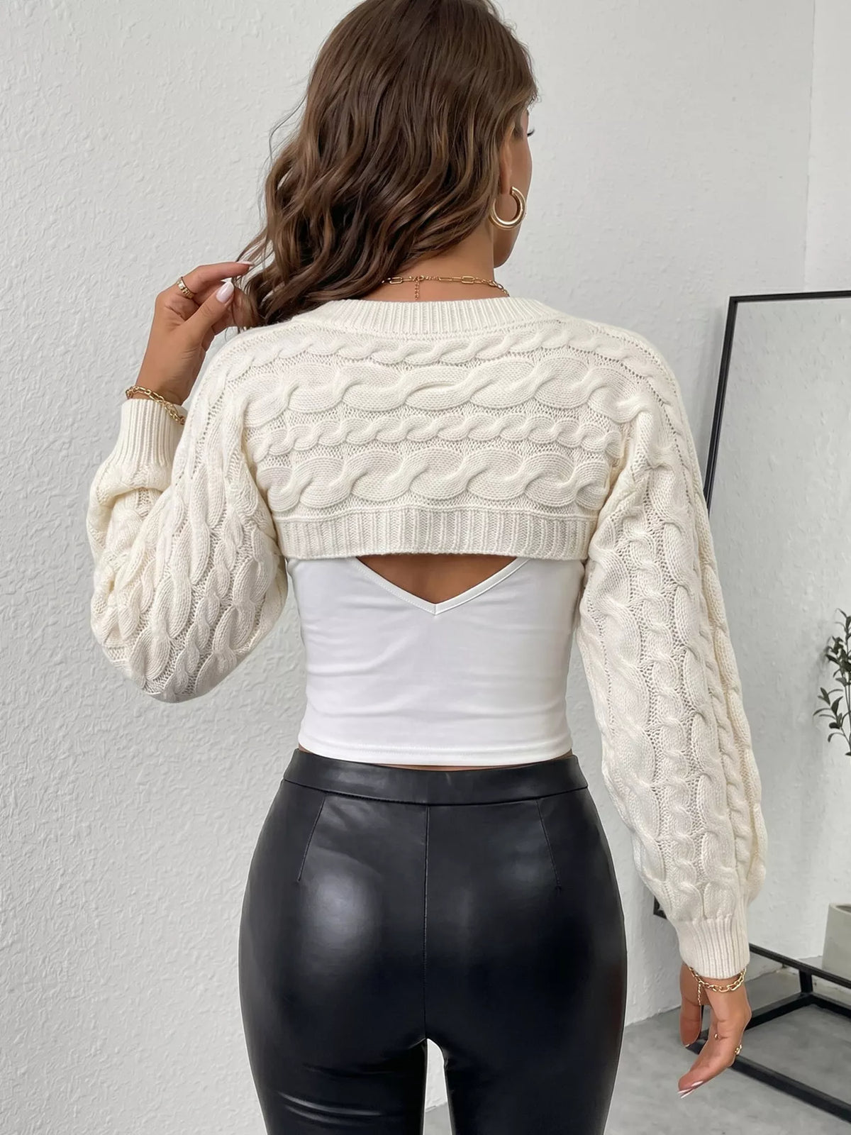 Floral Applique Cable Knit Cover Up - Lilixa.store
