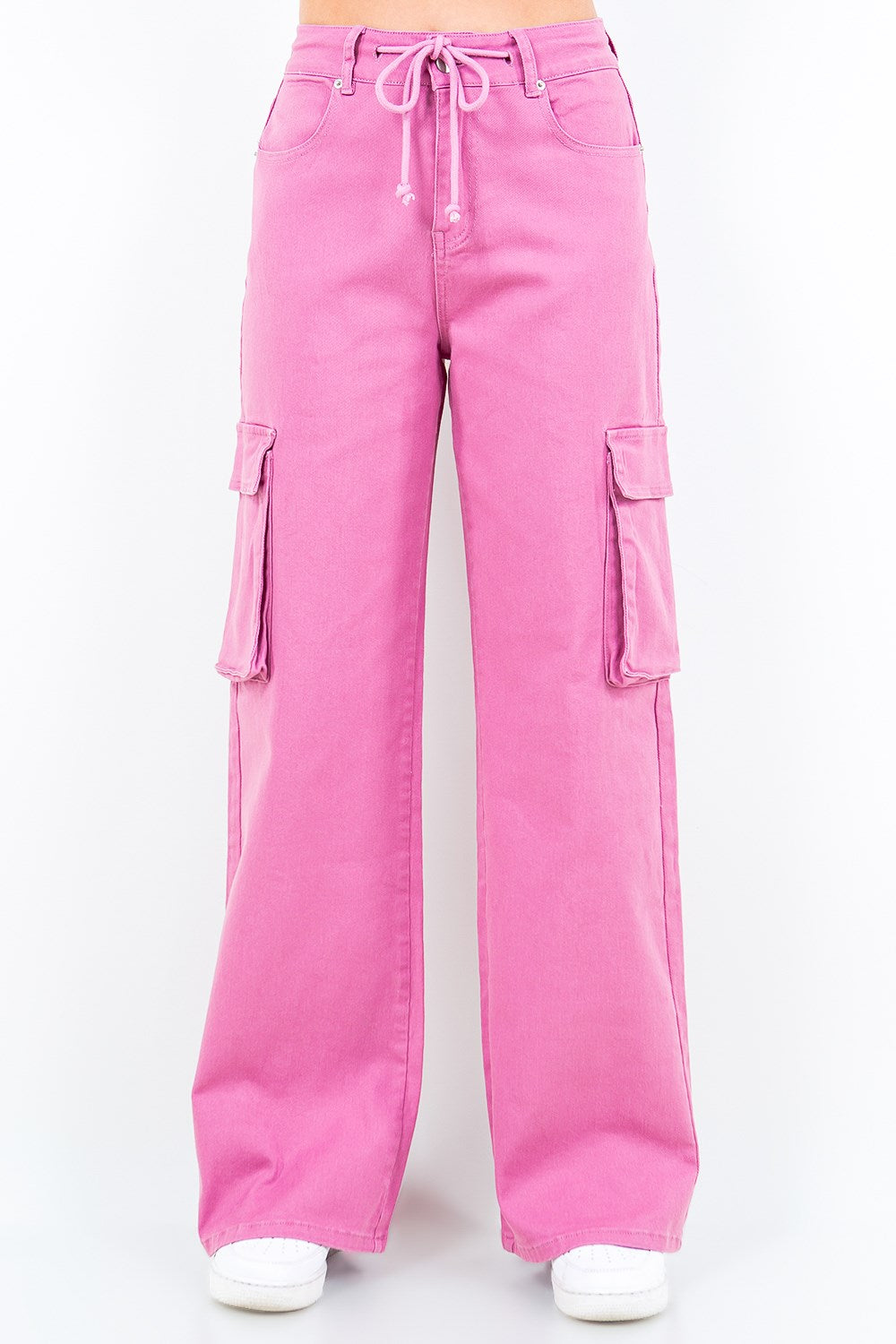 American Bazi Full Size Drawstring Wide Leg Cargo Pants Plus Size - Lilixa.store