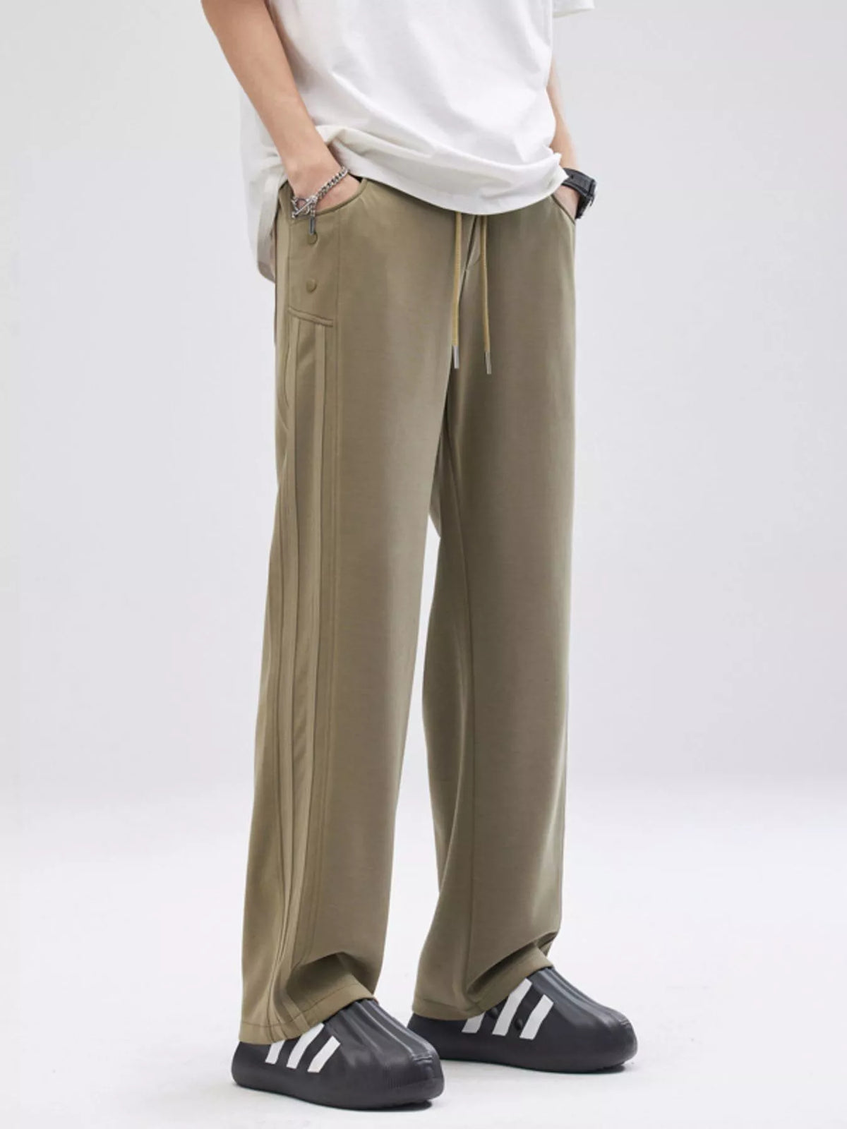 Men's Full Size Drawstring Wide Leg Casual Pants Plus Size, view 4