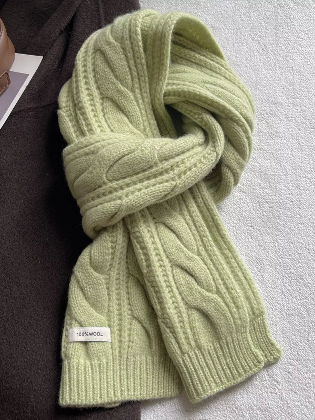 Wool Cable Knit Winter Scarf - Lilixa.store