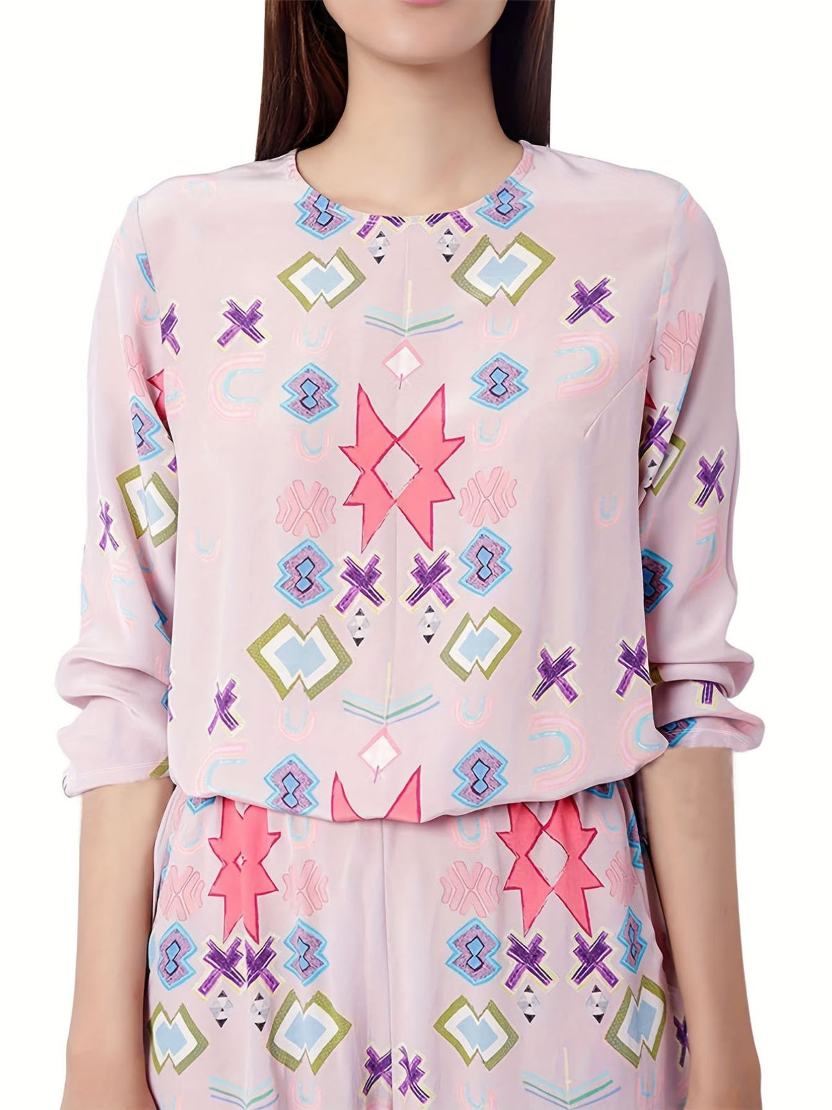 Printed Round Neck Long Sleeve Top and Pants Lounge Set - Lilixa.store