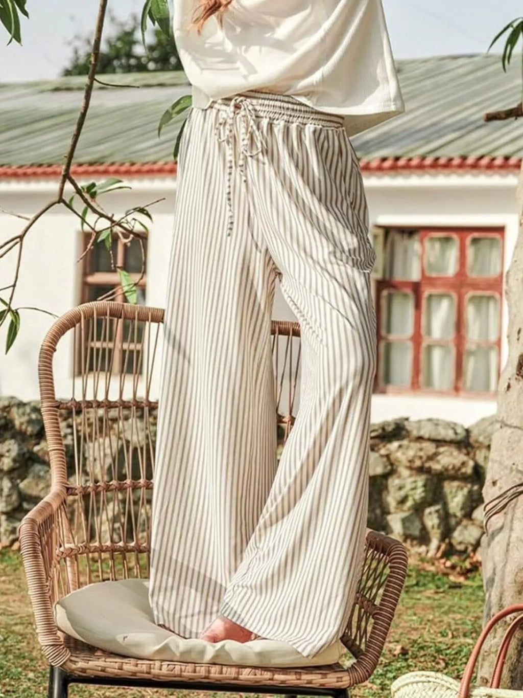 Striped Wide-Leg Pants - Lilixa.store