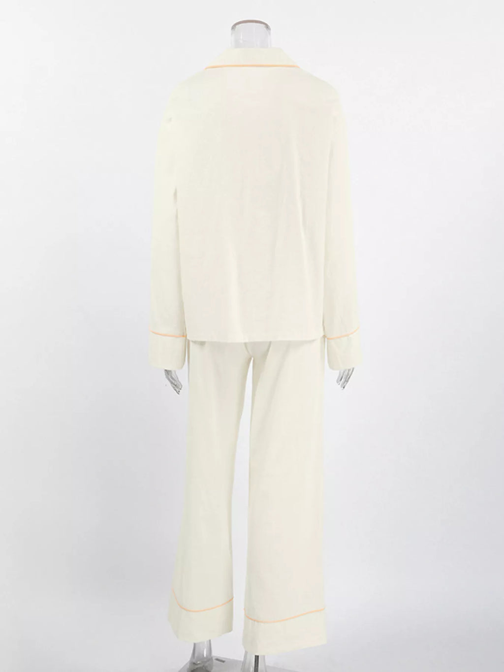 Contrast Trim Button-Down Top and Pants Lounge Set - Lilixa.store