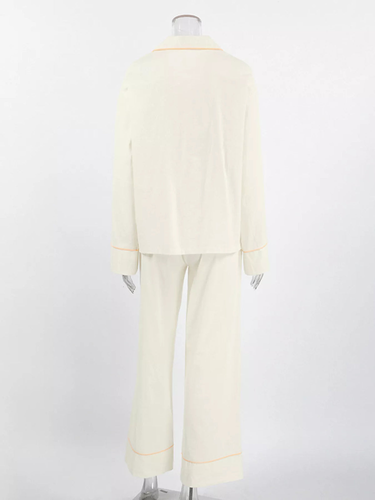 Contrast Trim Button-Down Top and Pants Lounge Set - Lilixa.store