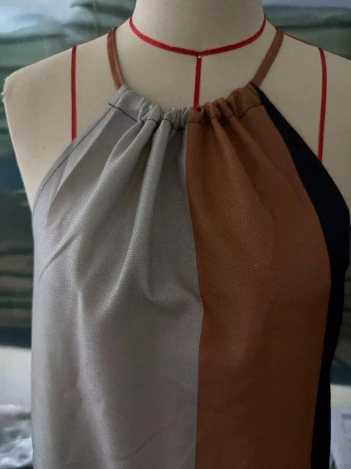 Color-Block Leopard Print Sleeveless Maxi Dress