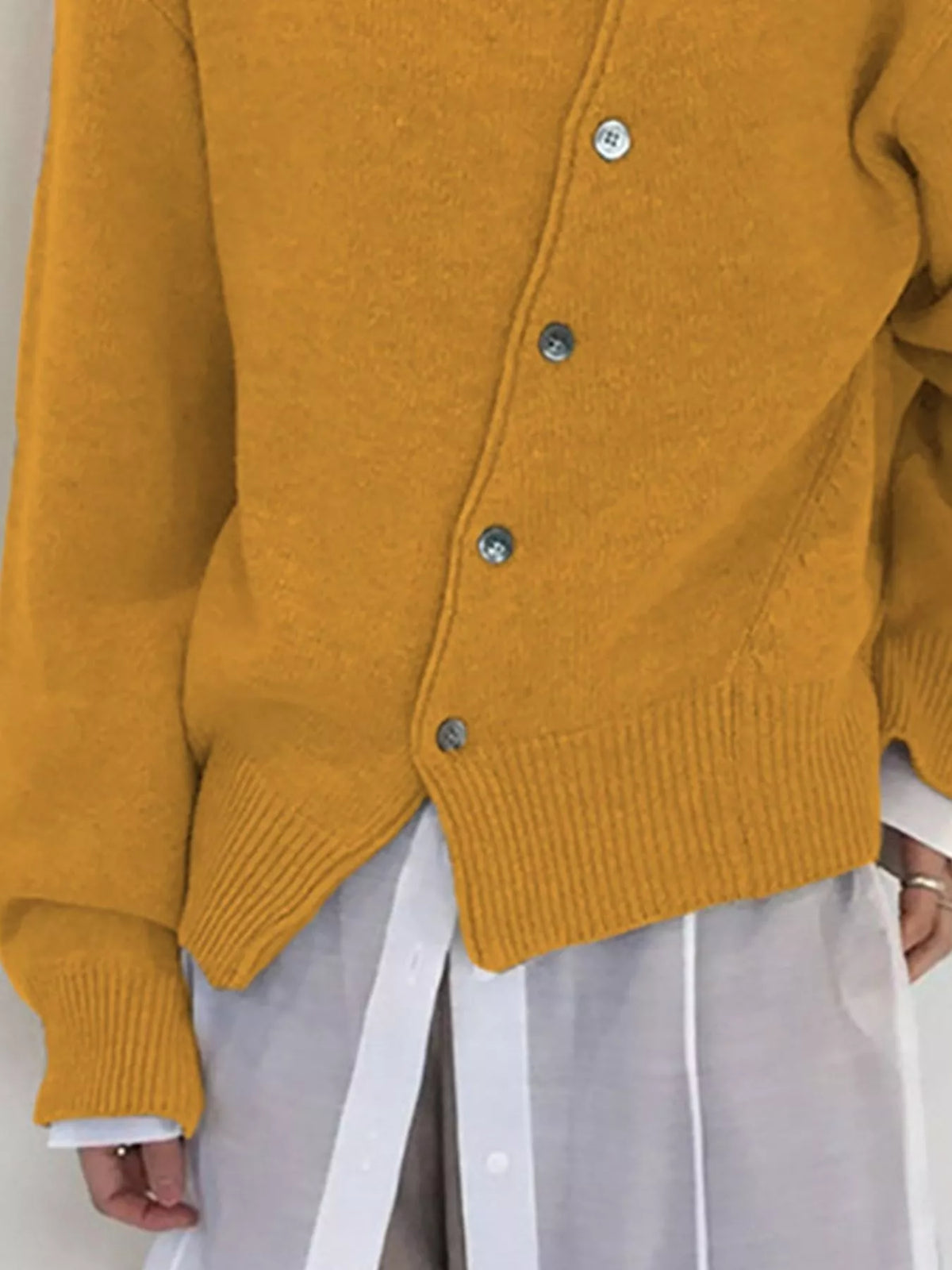 Asymmetric Button-Down Sweater