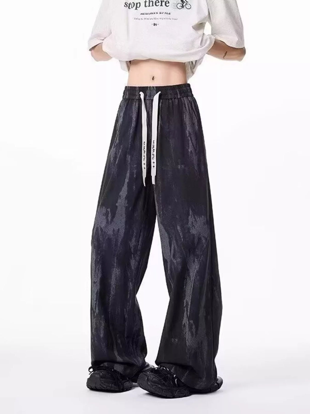 Men's Drawstring Wide-Leg Tie-Dye Casual Pants