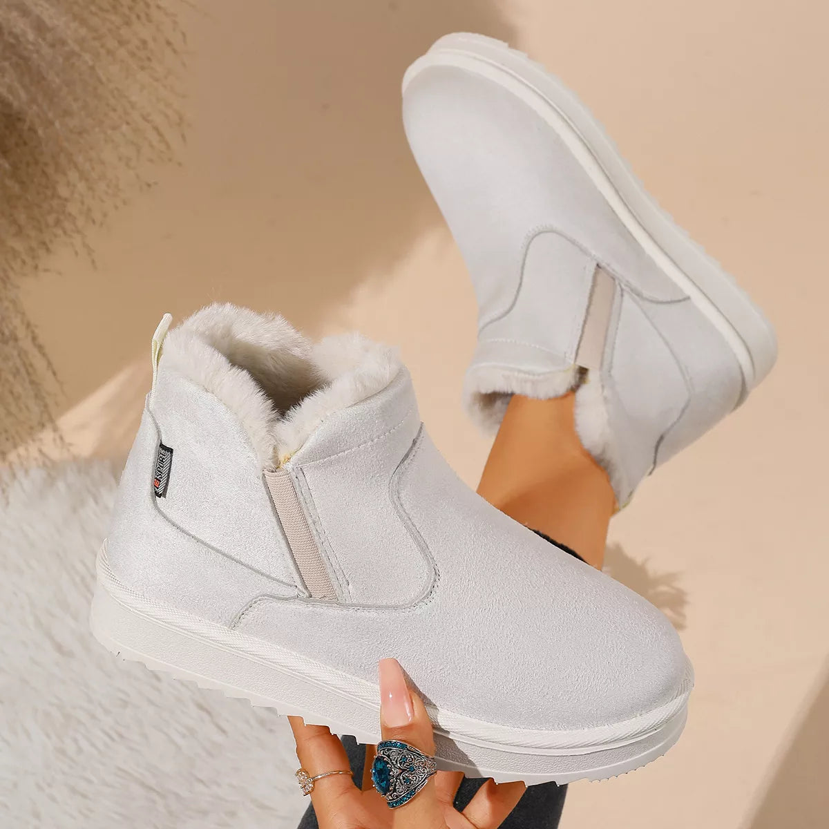 Plush Lined Winter Ankle Boots - Lilixa.store