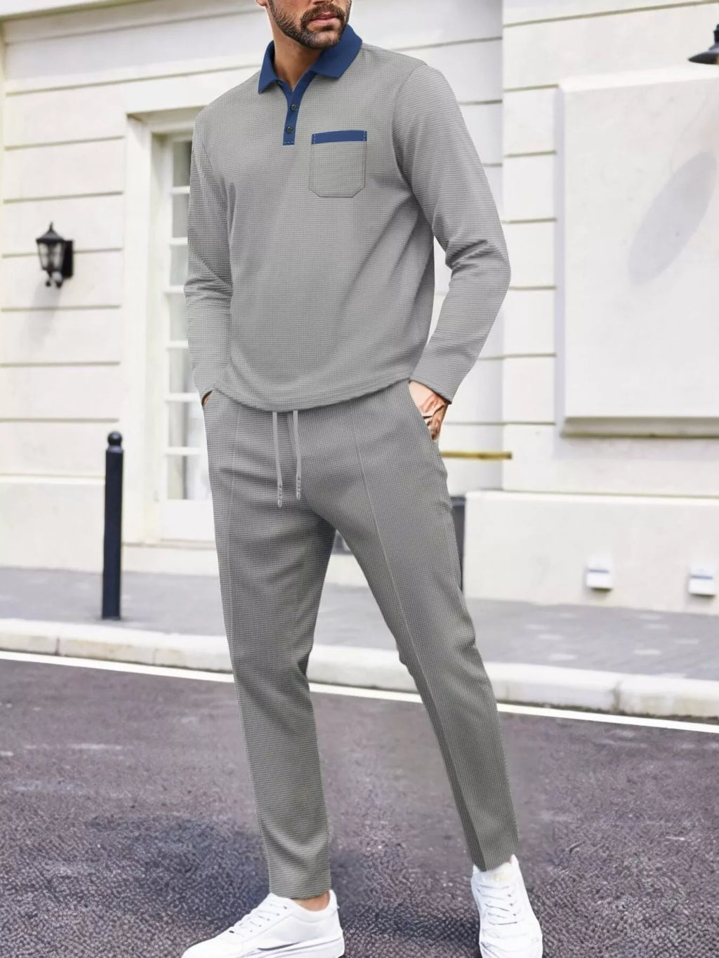 Men's Full Size Long Sleeve Top and Pants Set Plus Size - Lilixa.store