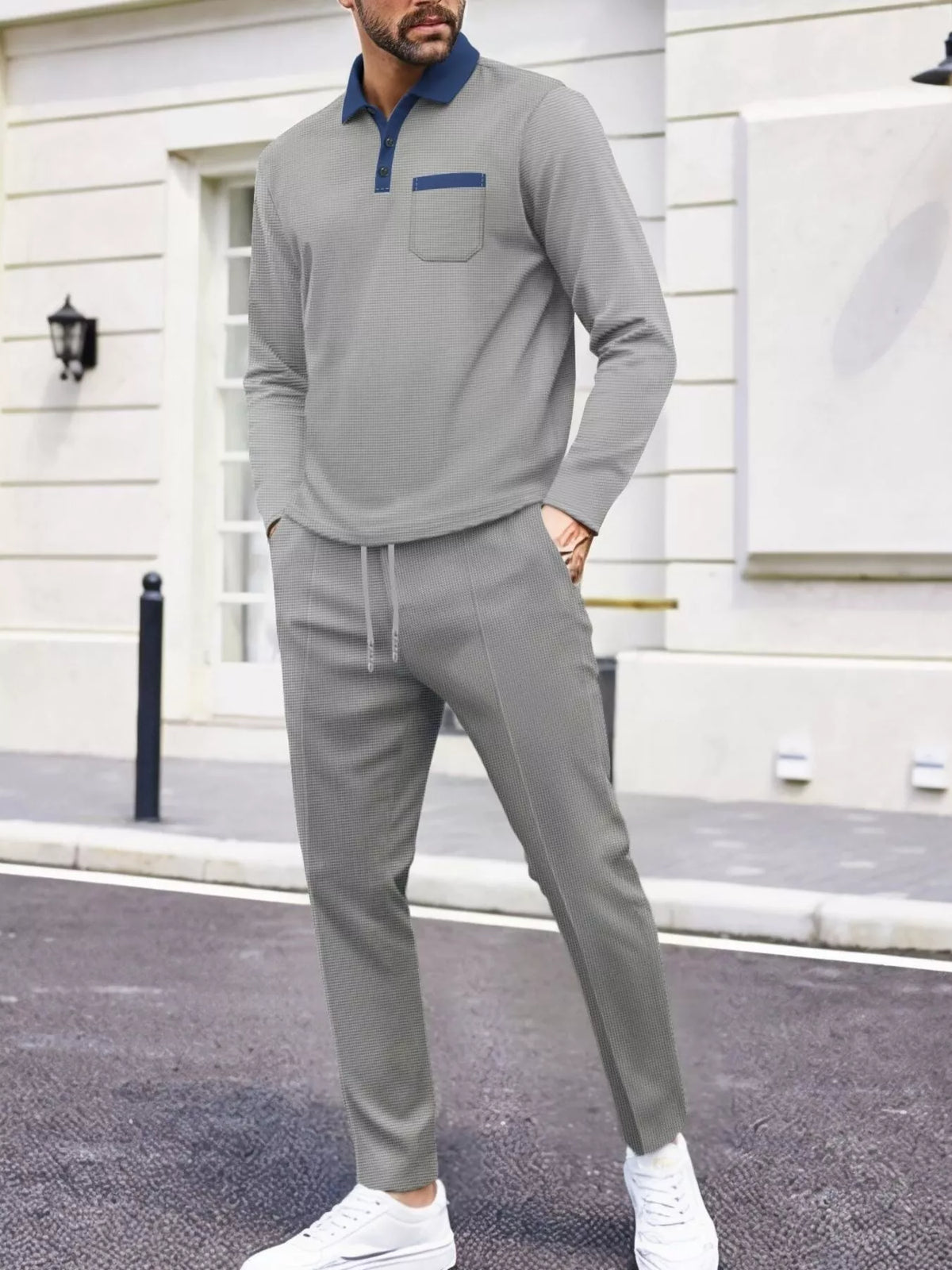 Men's Full Size Long Sleeve Top and Pants Set Plus Size - Lilixa.store