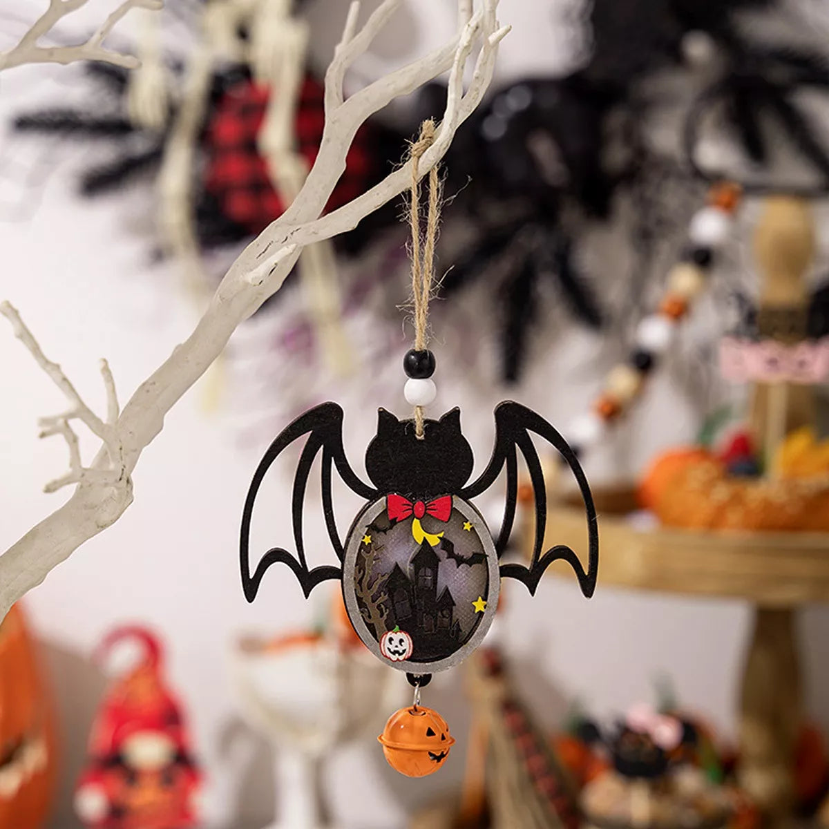 Halloween LED Lighted Wooden Hanging Decorative Ornaments Set - Lilixa.store