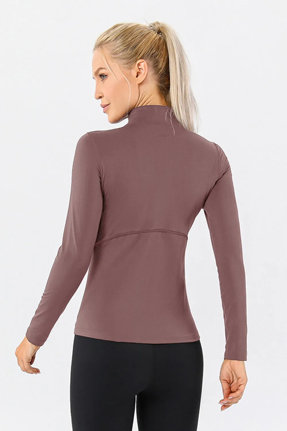 Mock Neck Quarter Zip Active T-Shirt - Lilixa.store