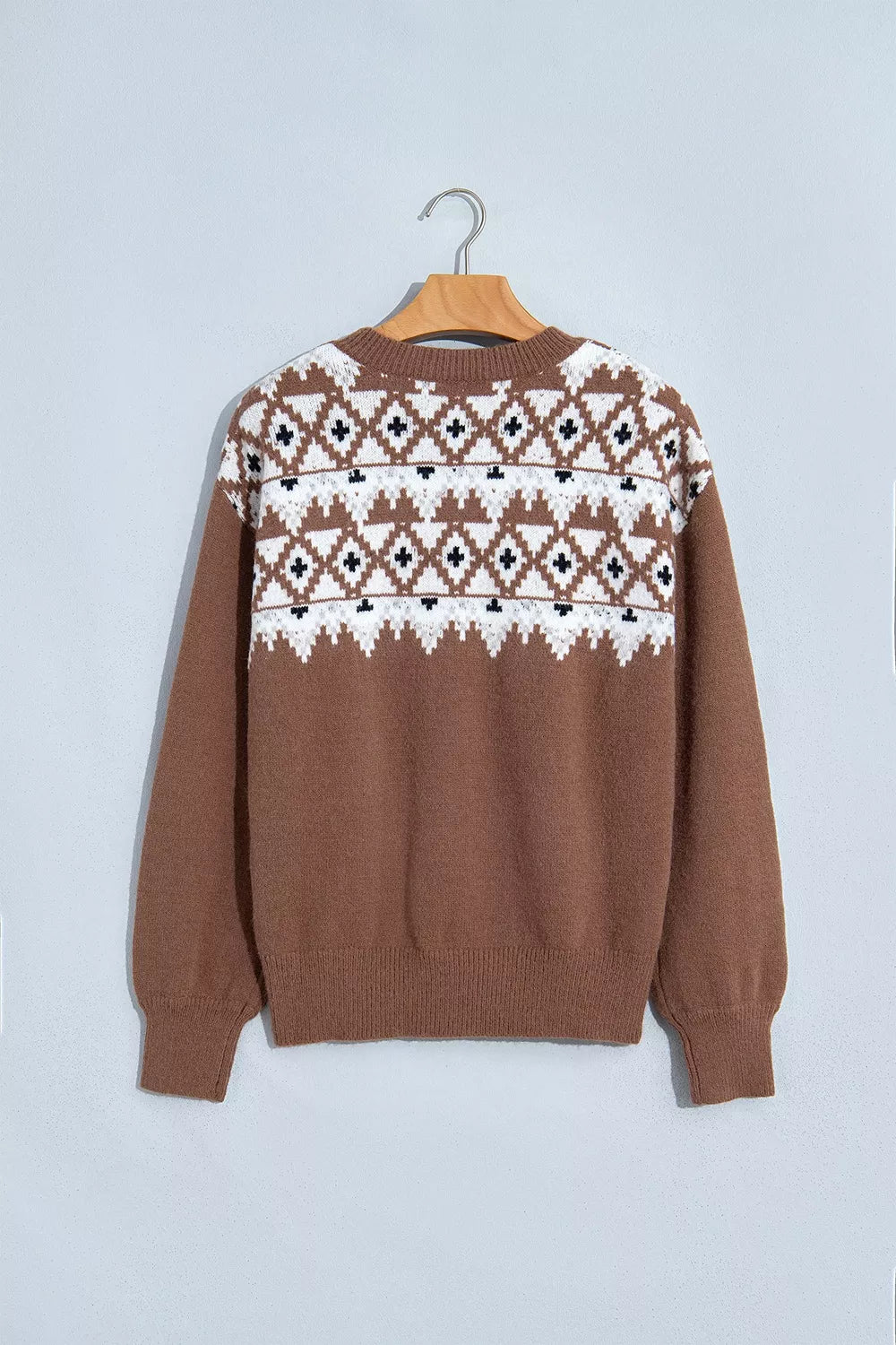 Geometric Print Drop Shoulder Casual Pullover Sweater