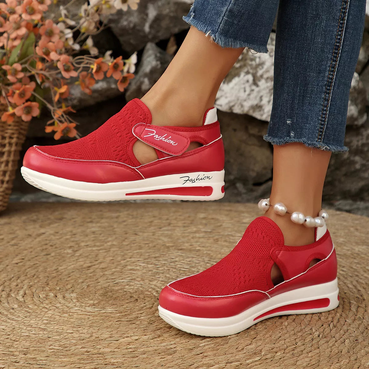 Breathable Mesh Wedge Sneakers - Lilixa.store
