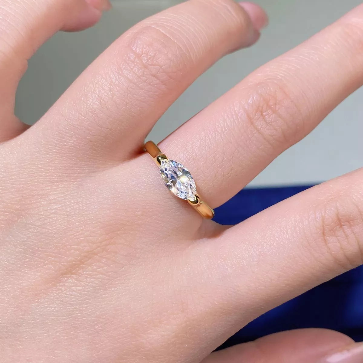 925 Sterling Silver Marquise-Cut Ring - Lilixa.store